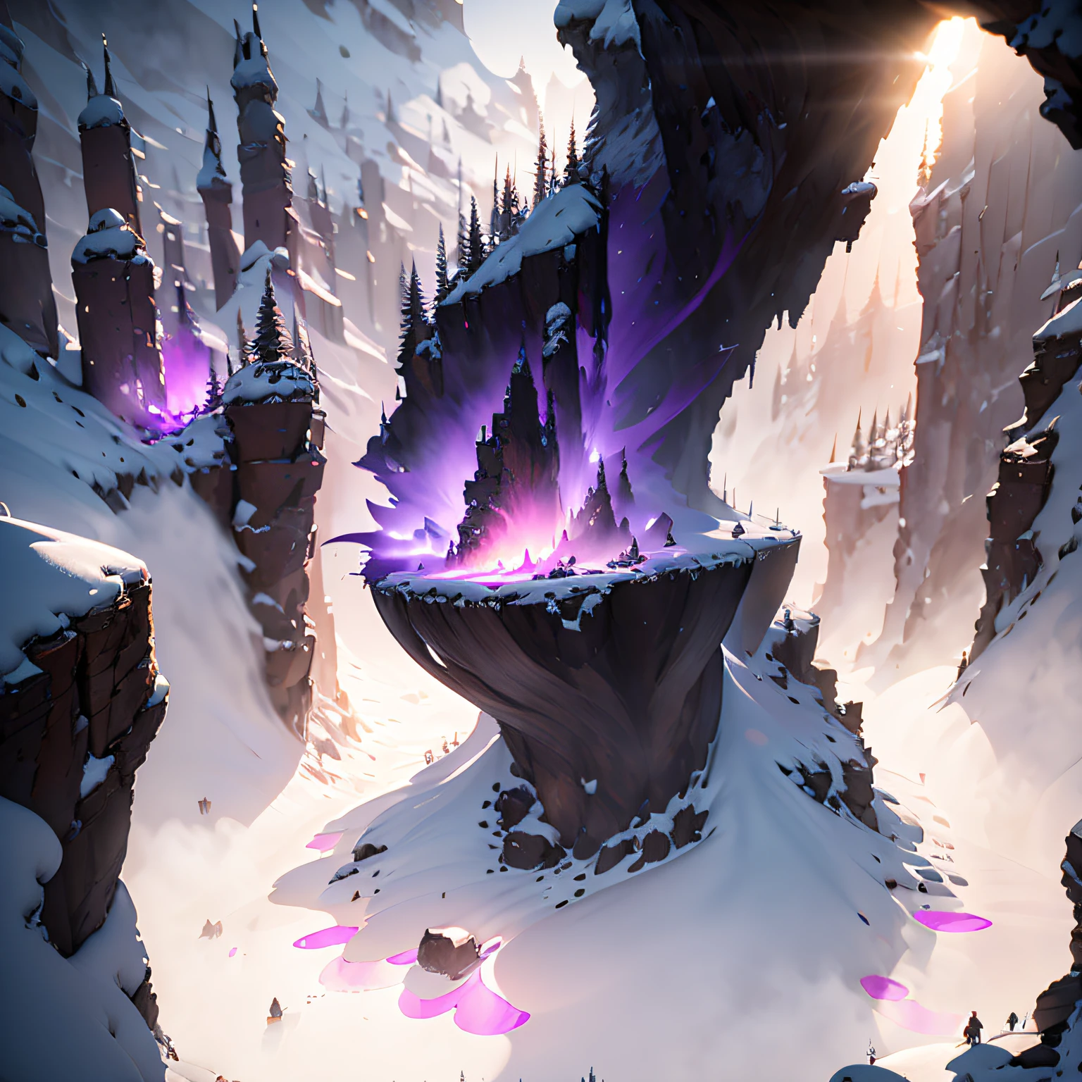 Mohe，canyon，Blizzard，Giant purple-pink monster，Smoke rises，电影光感，The perspective is exaggerated，Magic Cave，Thick fog background，（Giant purple-pink monster）Delicate semi-realistic，raytraced，high-definition，Detail portrayal，The texture is delicate，Complex details，The high-contrast，Panorama composition，Perfect light and shadow，unrealengine，CG rendering，The ultra-great resolution，8K HD，（（（杰作））），（（（best qualitiy））（Ultra detailded）（Detailed lighting）（（unexpressive））（杰作）（best qualitiy）（Ultra detailded）（Detailed light）