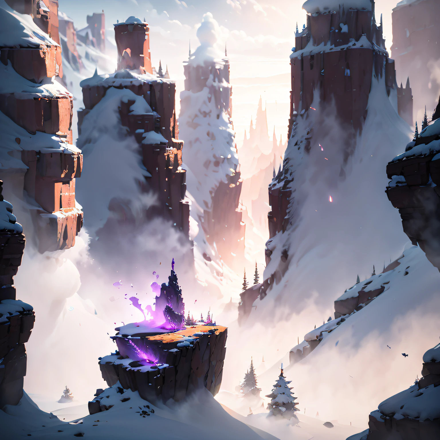 Mohe，canyon，Blizzard，Giant purple-pink monster，Smoke rises，电影光感，The perspective is exaggerated，Magic Cave，Thick fog background，（Giant purple-pink monster）Delicate semi-realistic，raytraced，high-definition，Detail portrayal，The texture is delicate，Complex details，The high-contrast，Panorama composition，Perfect light and shadow，unrealengine，CG rendering，The ultra-great resolution，8K HD，（（（杰作））），（（（best qualitiy））（Ultra detailded）（Detailed lighting）（（unexpressive））（杰作）（best qualitiy）（Ultra detailded）（Detailed light）