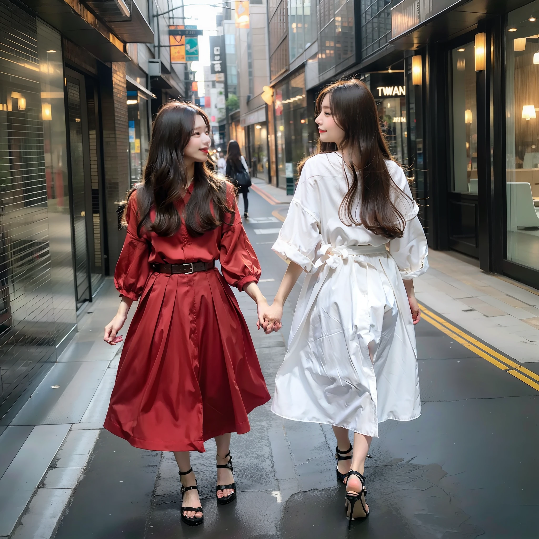 Twin sisters、Holding hands