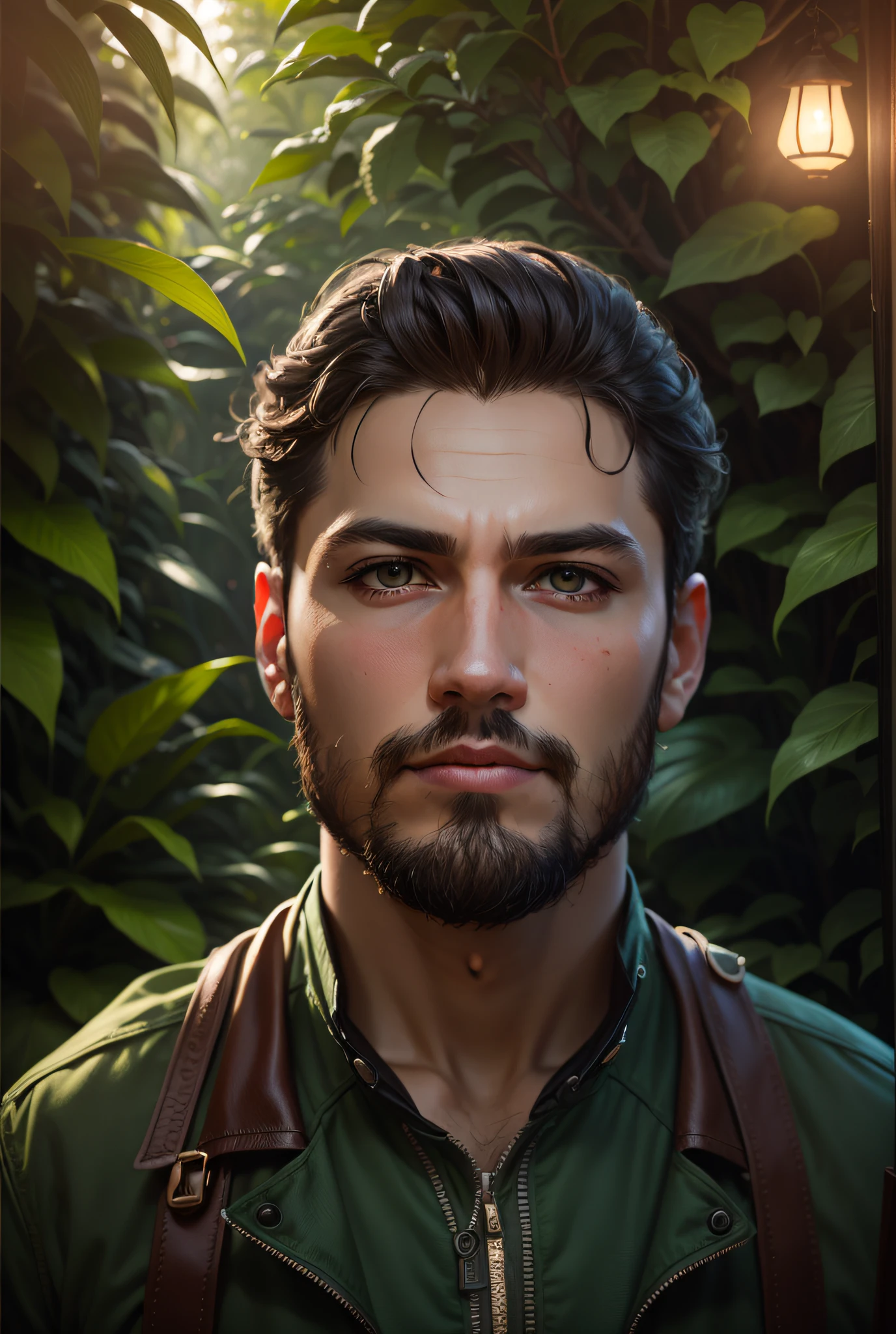 professional photography in studio, lantern in Jungle, forest --auto
