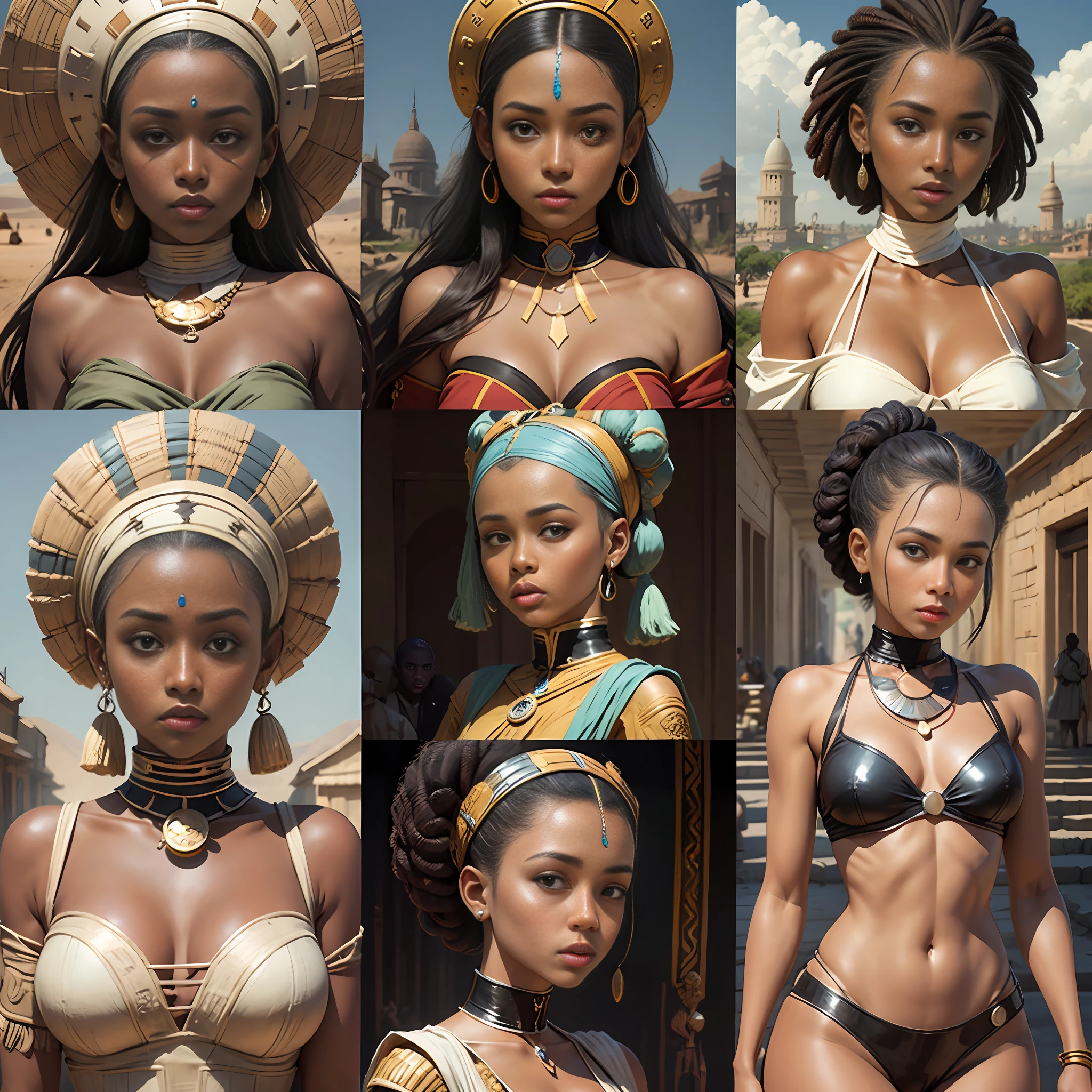 StarWars 25 years old female characters in the Kingdom of Kongo, African style, black skin, and African architecture --auto --s2