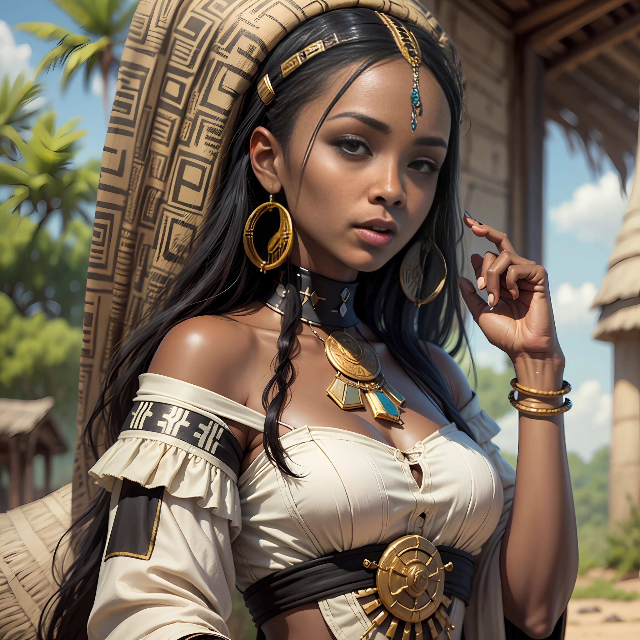 StarWars 25 years old female characters in the Kingdom of Kongo, African style, black skin, and African architecture --auto --s2