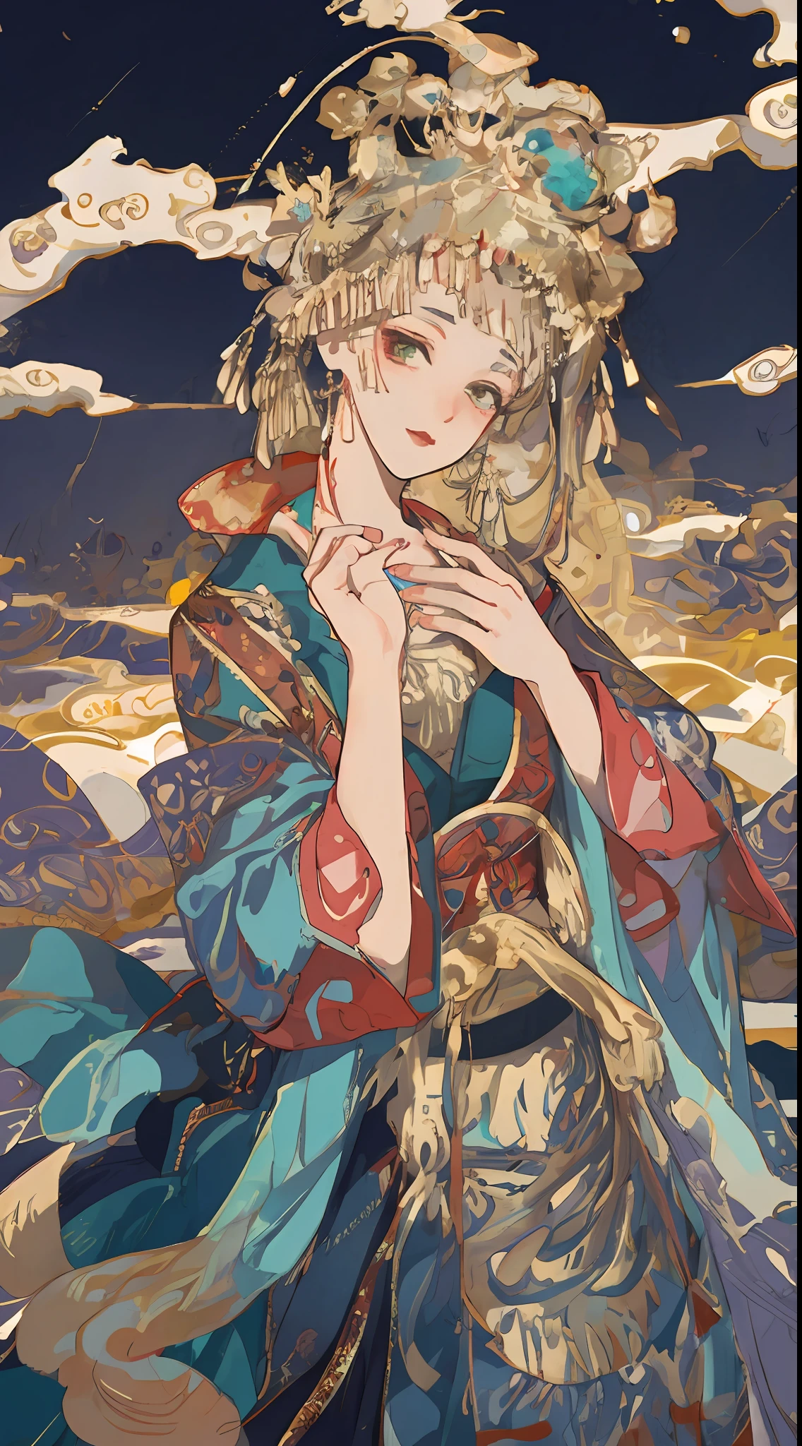 A girl, an illustration of a woman in traditional chinese costume, in the style of anime aesthetic, 32k uhd, blink-and-you-miss-it detail, beautiful, anime-inspired characters, beige and aquamarine, close-up,clear face, clean white background, masterpiece, super detail, epic composition, ultra HD, high quality, extremely detailed, official art, uniform 8k wallpaper, super detail, 32k