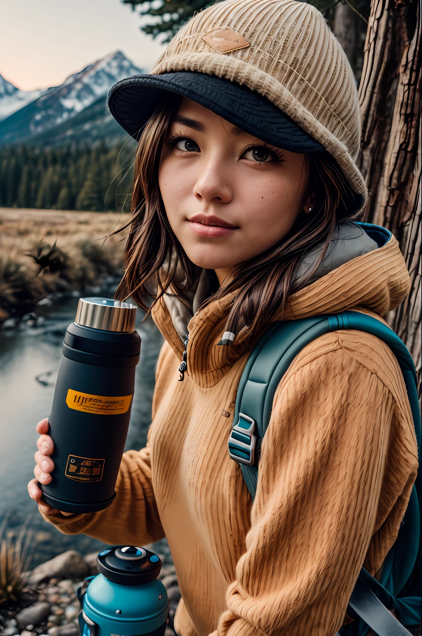 VeronicaCipher ((upper body selfie, happy)), masterpiece, best quality, ultra-detailed, solo, outdoors, (night), mountains, nature, (stars, moon) cheerful, happy, backpack, sleeping bag, camping stove, water bottle, mountain boots, gloves, sweater, hat, flashlight, forest, rocks, river, wood, smoke, shadows, contrast, clear sky, analog style (look at viewer:1.2) (skin texture) (film grain:1.3), (warm hue, warm tone) :1.2), close up, cinematic light, sidelighting, ultra high res, best shadow, RAW, upper body, , wearing pullover
kodak vision 3,