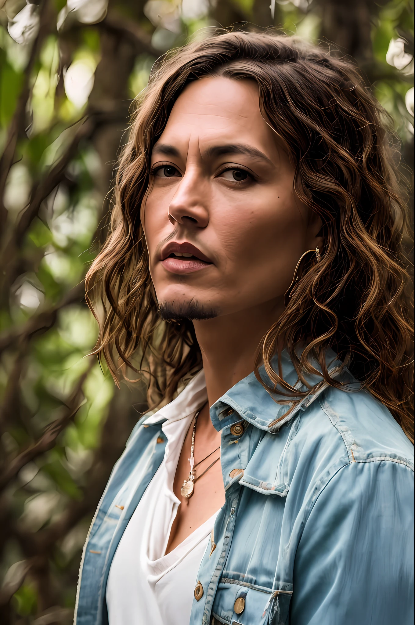 Masterpiece, Johnny Depp Walks Through the Jungle (Night of Fireflies), (High Detail: 1 1), Rough Face, Natural Skin, High Quality, NSFW, Beautiful Eyes, (Detailed Face and Eyes), (Face :1 2), noise, extra, real photo, PSD, light film photography, sharp focus, contrast lighting, detailed skin, high resolution 8k, crazy detail, realistic, professional photography, 8k UHD, DSLR, soft light , high quality, film grain, Fujifilm XT3