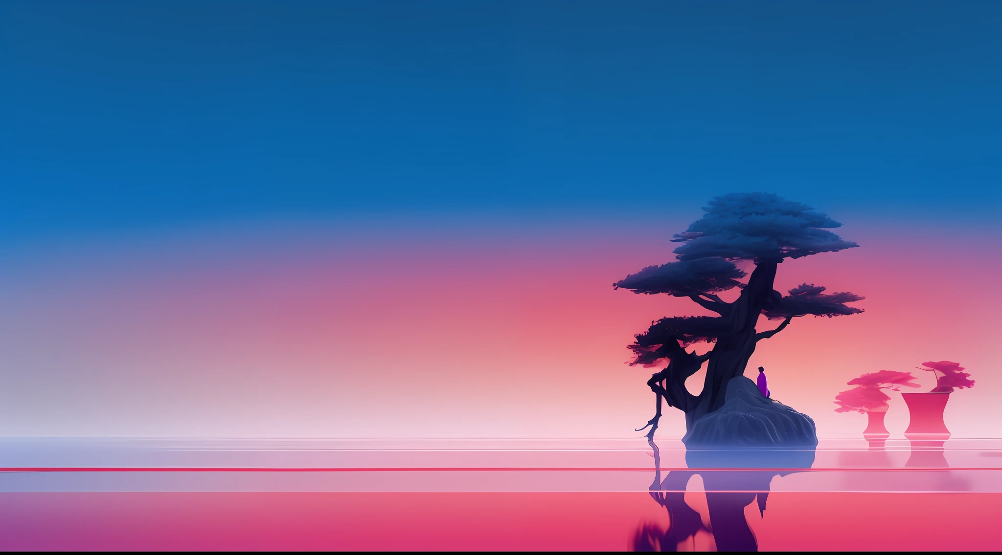 there is a picture of a tree in a vase on a table, 4 k hd illustrative wallpaper, Concept art wallpaper 4K, Inspired by Christopher Balaskas, Surrealism 8k, 4 k hd wallpaper illustration, cyril rolando and goro fujita, wallpaper 4 k, Wallpaper 4k, Beautiful art UHD 4 K, a surreal dream landscape --auto