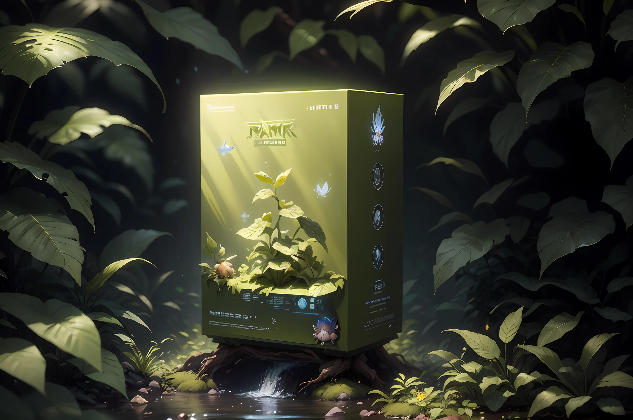 granulated，Extremely-Detailed，complicated detail，dynamic  lighting，photo of a realistic，the movie，Natural lighting，m0nst3rfy3，Tip：Move between tall trees and dense bushes。Sunlight penetrates the leaves，Produces light，Illuminate the path。Dark parts are brightened
