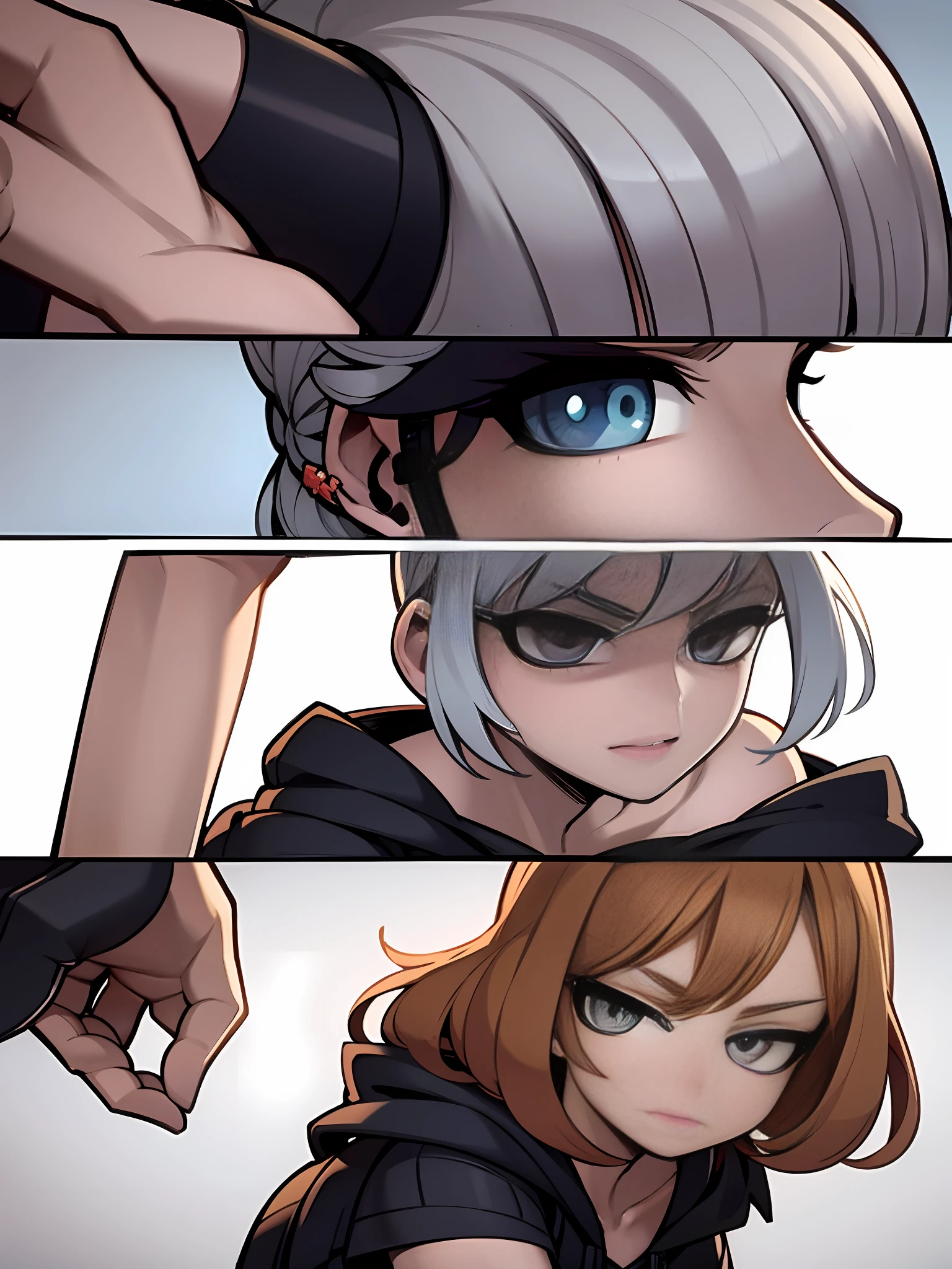 manga style pannel, 2 meninas, sentado no colo, Fazendo Fora, Beijar