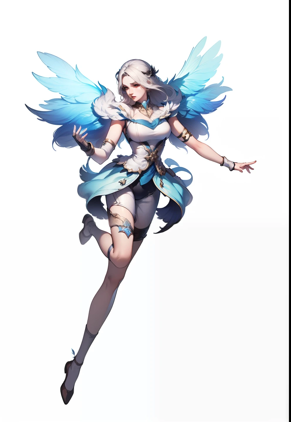 1 woman, feather, full body, white background, xianxia, high detail, sketch, denoising, cinematic grade, decisive cut, clean color, white background, super high resolution, sharp focus, epic composition, masterpiece, (very detailed CG unified 8k wallpaper)