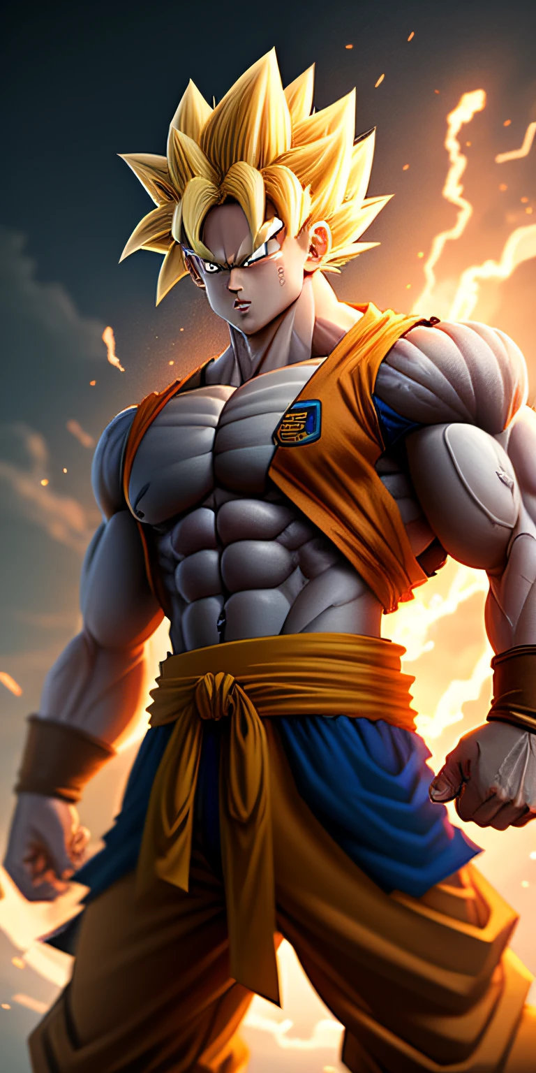 GOKU Dragon Ball super strong muscle, ultra detail, octane rendering, 16k