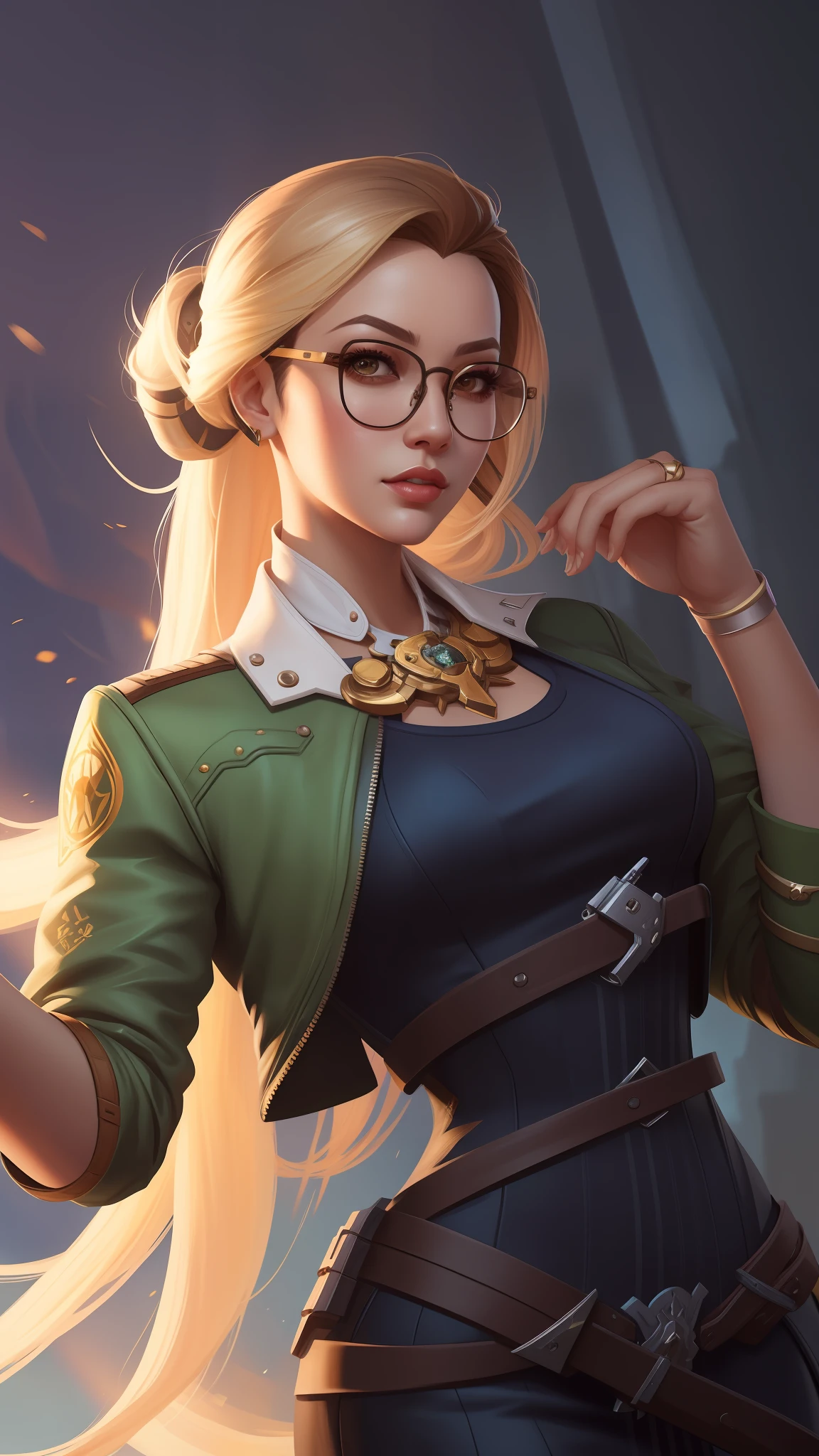 a close up of a woman in a dress and glasses, kda, style artgerm, extremely detailed artgerm, lucio as a woman, stanley artgerm lau, cushart krenz key art feminine, brigitte, from overwatch, in the style artgerm, digital art of an elegant, kda and sam yang, inspired by Yang J
