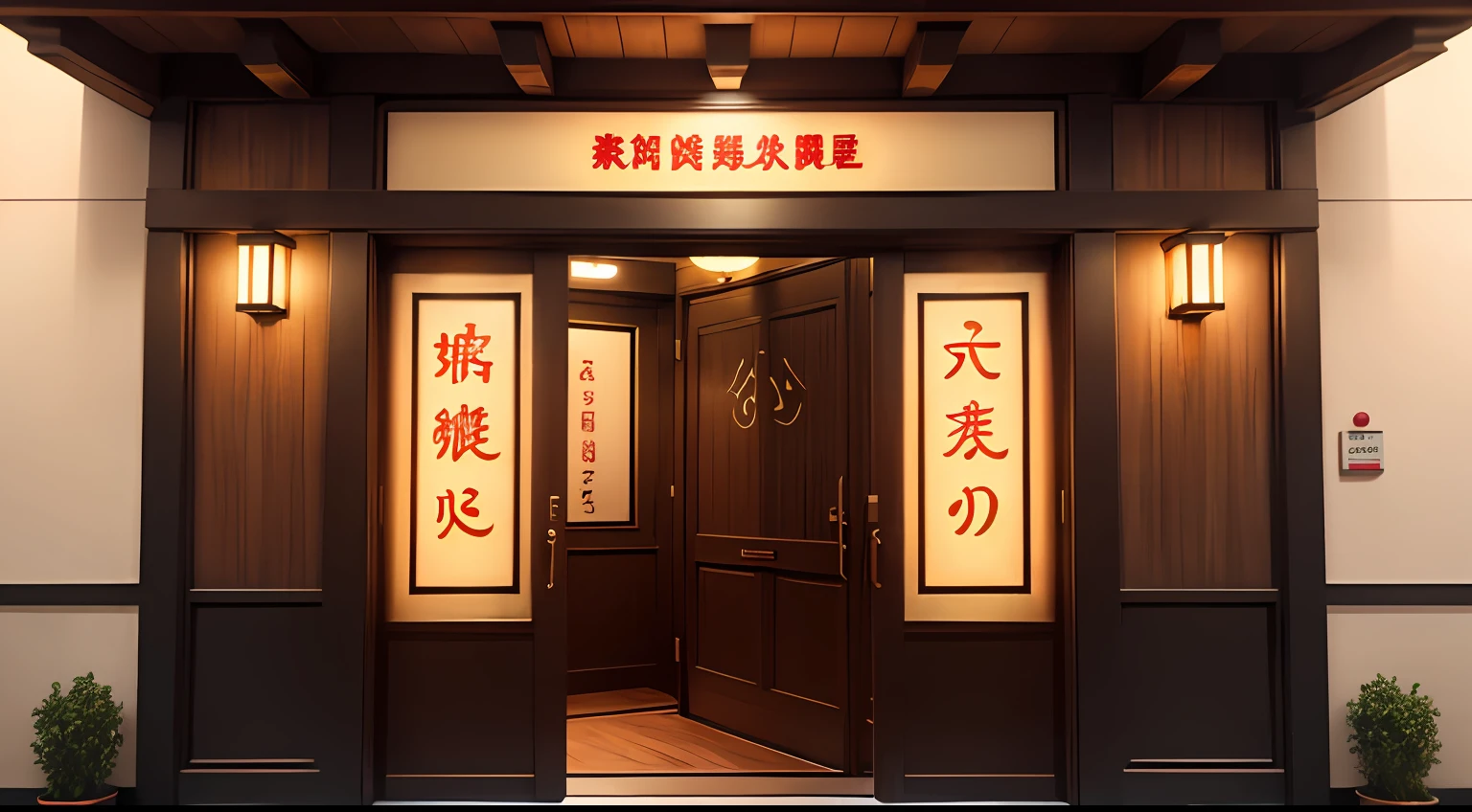 Large doorway ,Glowing words,Hot pot restaurant,Signboard design --auto