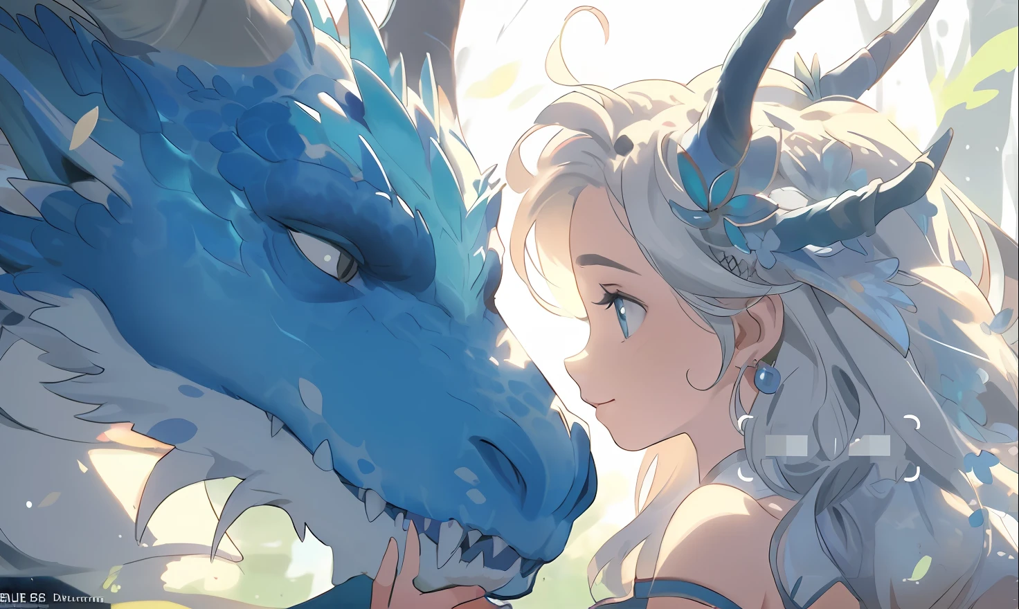 anime girl with blue dragon head and white dress, Artgerm and Atey Ghailan, anime fantasy illustration, Detailed digital anime art, trending on cgstation, Fantasy art style, trending on artstation pixiv, Dragon Girl, the dragon girl portrait, Guwiz, guviz style artwork, Extremely detailed Artgerm, anime in fantasy style