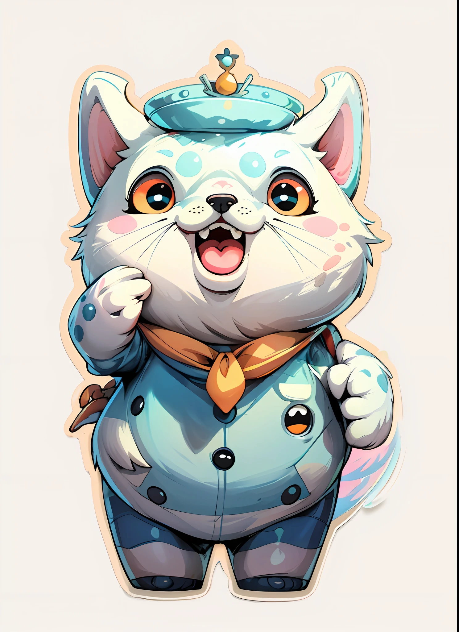 (best quality), delicate illustration of the creature (cool sticker), clean background, pokemon highlighted in perspective in front of the camera, focus on details (big, bright eyes, coat and textures), soft and bright lighting.