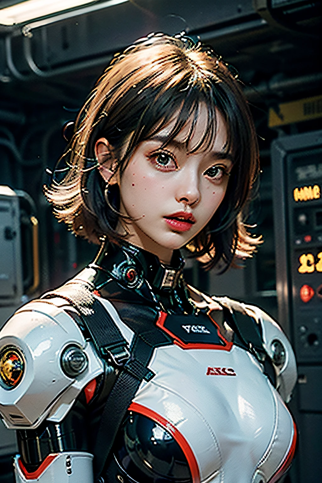 mecha spacestation,red