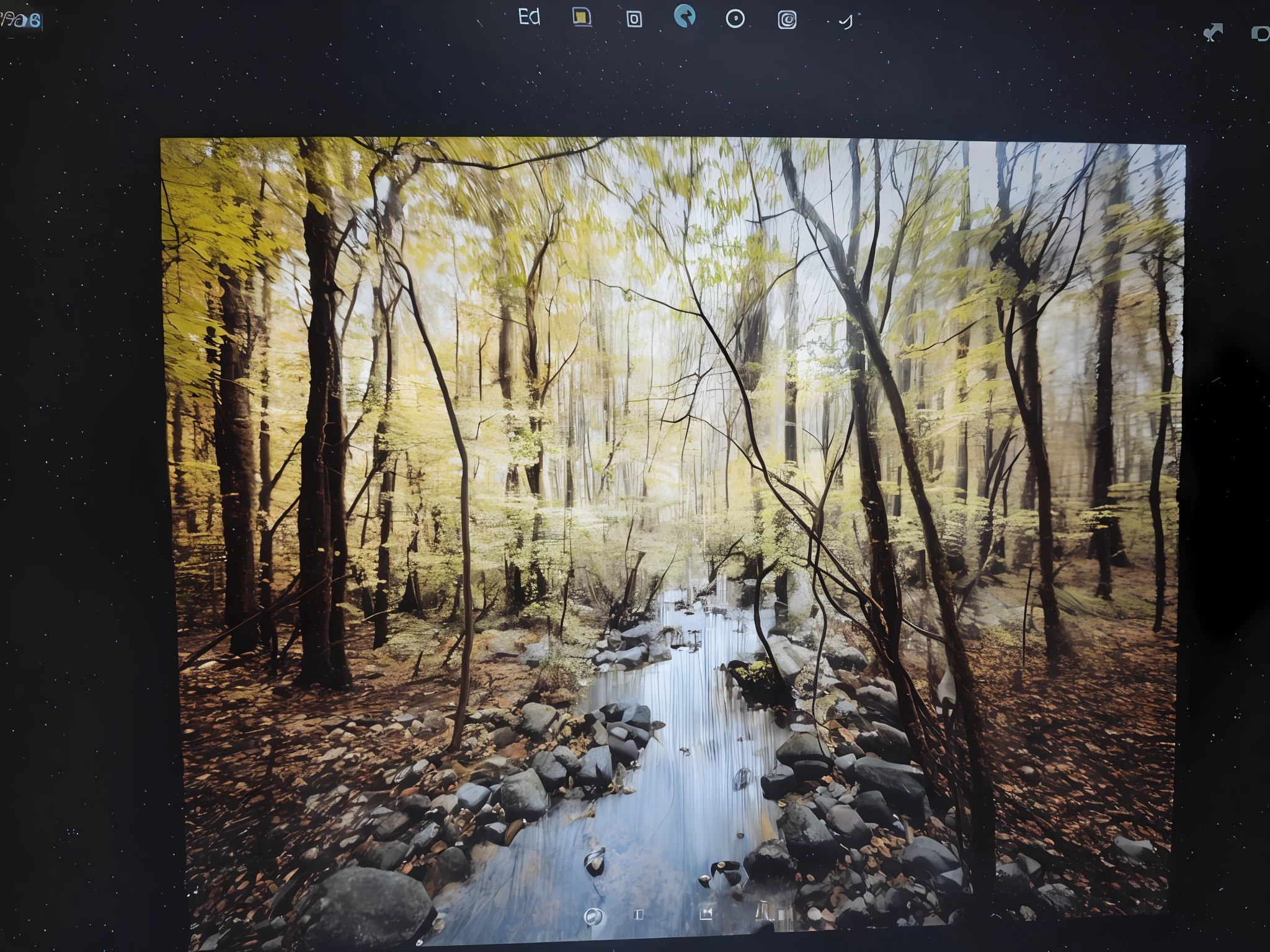 arafed image of a stream running through a forest with rocks and trees, photograph captured in the woods, very poor quality of photography, photograph captured in a forest, low quality photo, 8 k photo, 8k photograph, zoomed out to show entire image, nature photography, digital photograph, photo 8 k, photography of enchanted forest, photo on iphone
