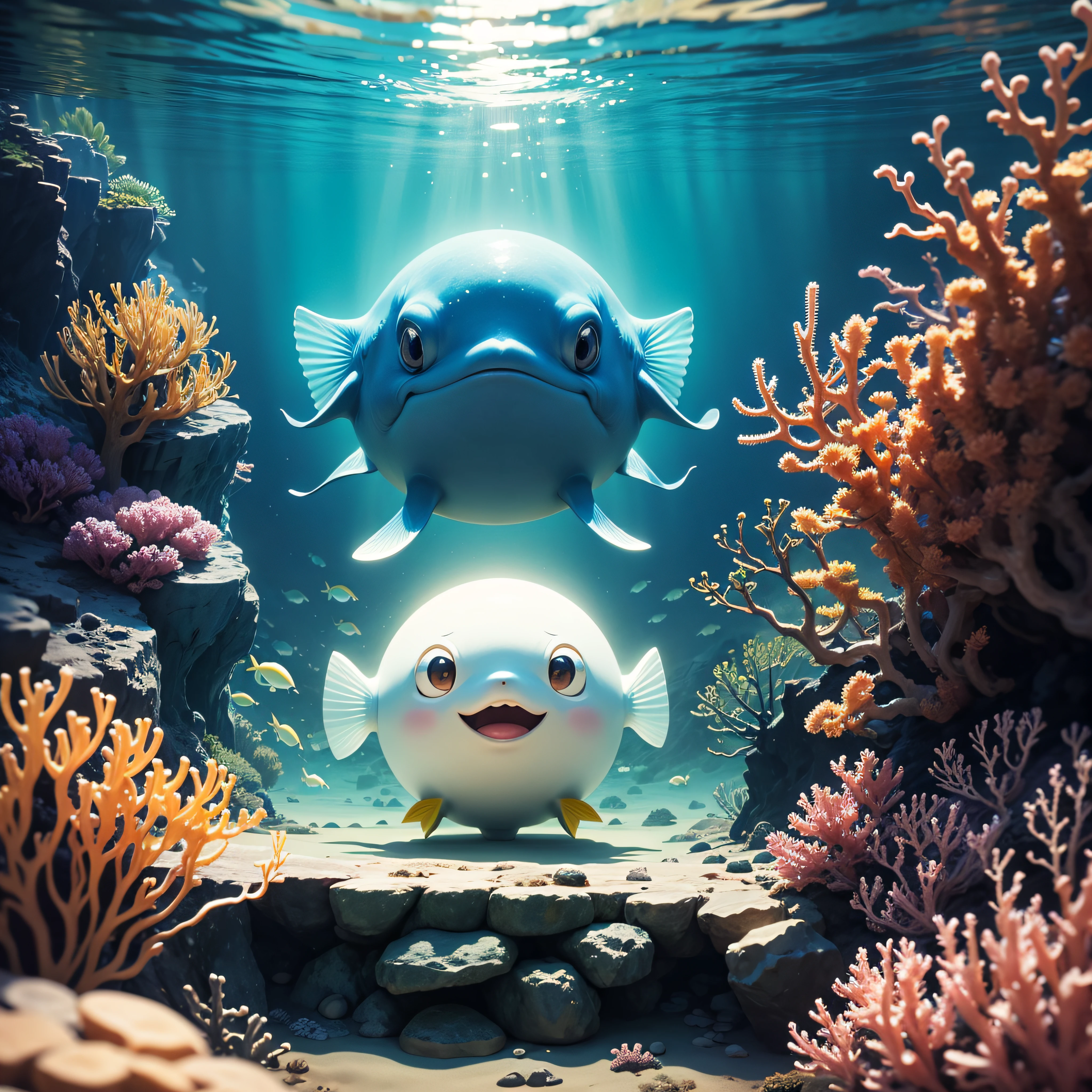 杰作,high light,Front photo,looking at the spectator, colorful,sea creature,Under the sea, --auto