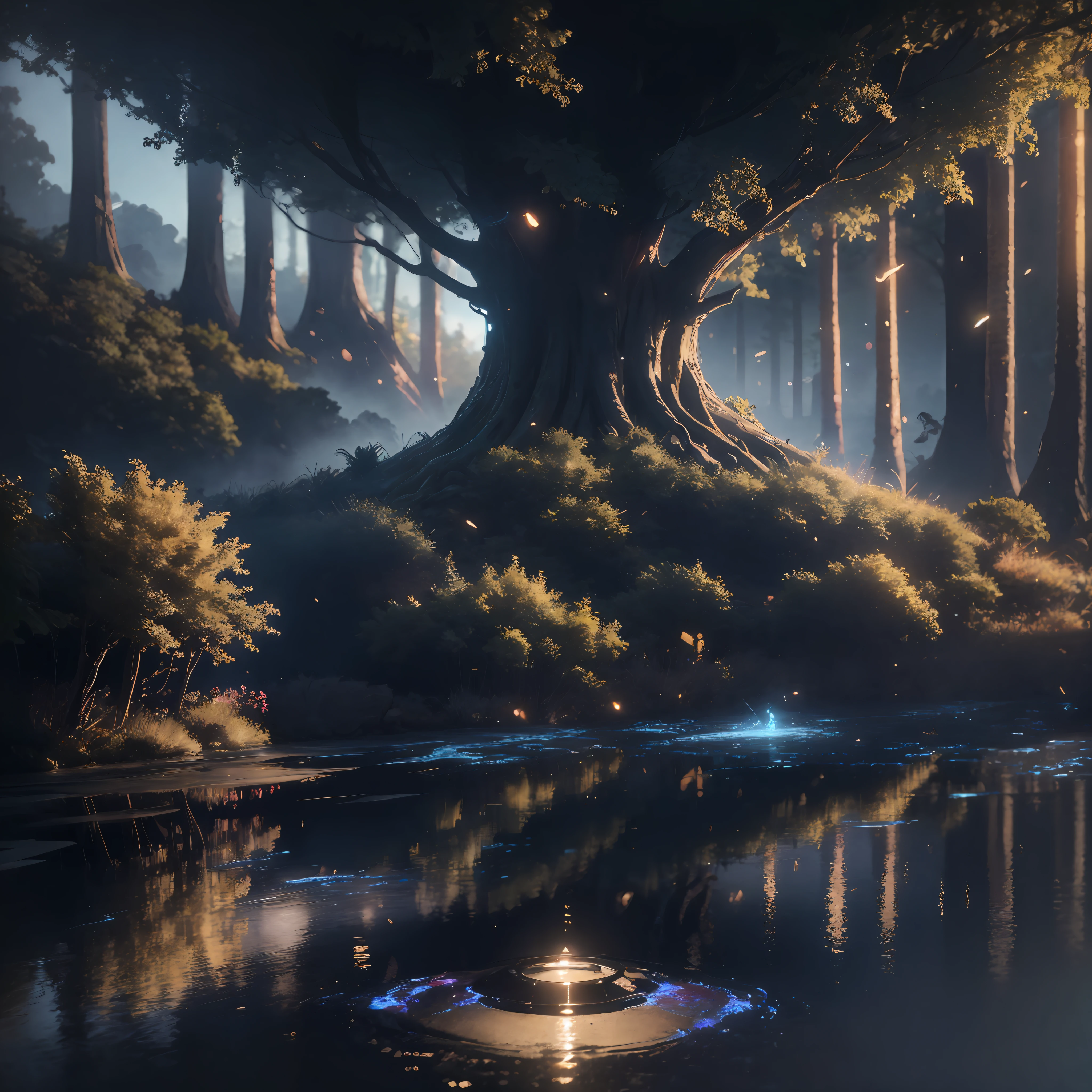 Masterpiece, best quality, (very detailed CG unity 8k wallpaper), (best quality), (best illustration), (best shadows), glow sprite, with a glowing deer, in the swimming pool Drinking water, natural elements in the forest theme. Mysterious forest, beautiful forest, nature, surrounded by flowers, delicate leaves and branches surrounded by fireflies (natural elements), (jungle theme), (leaves), (twigs), (fireflies), (particle effects) etc. 3D , Octane rendering, ray tracing, super detailedSky, Clouds, holding_weapon, no_humans, Glow, giant mechanical _ trees , city with tall trees _Architecture, “sky, cloud, glowing, big trees ,comunity,joy, ghost elephants, robot, cybernetic _trees, tree_mech, sci-fi, cityscape, realistic, mechanical” Science Fiction, Cities, Rendered in Octane, hyper realistic, 8k, epic composition, cinematic, octane render, artstation landscape vista photography by Carr Clifton & Galen Rowell, 16K resolution, Landscape veduta photo by Dustin Lefevre & tdraw, 8k resolution, detailed landscape painting by Ivan Shishkin, DeviantArt, Flickr, rendered in Enscape, Miyazaki, Nausicaa Ghibli, Breath of The Wild,,trending in artstation, cgsociety, 8k post-processing highly detailed,Junji Murakami, Mucha Klimt, Sharandula, Hiroshi Yoshida, Tom Bagshaw, Ross Tran, Artgerm,Craig Mullins,dramatic,Junji Murakami, moody lighting rendered by octane engine,characters 8K symmetrical arstation, cape,cinematic lighting, intricate details, 8k detail post processing, hyperealistic, octane rend, Zdzisław Beksiński style, ar 2:3 Reality Reality –auto –v6 –s2Finetuned Model Leon --auto --s2