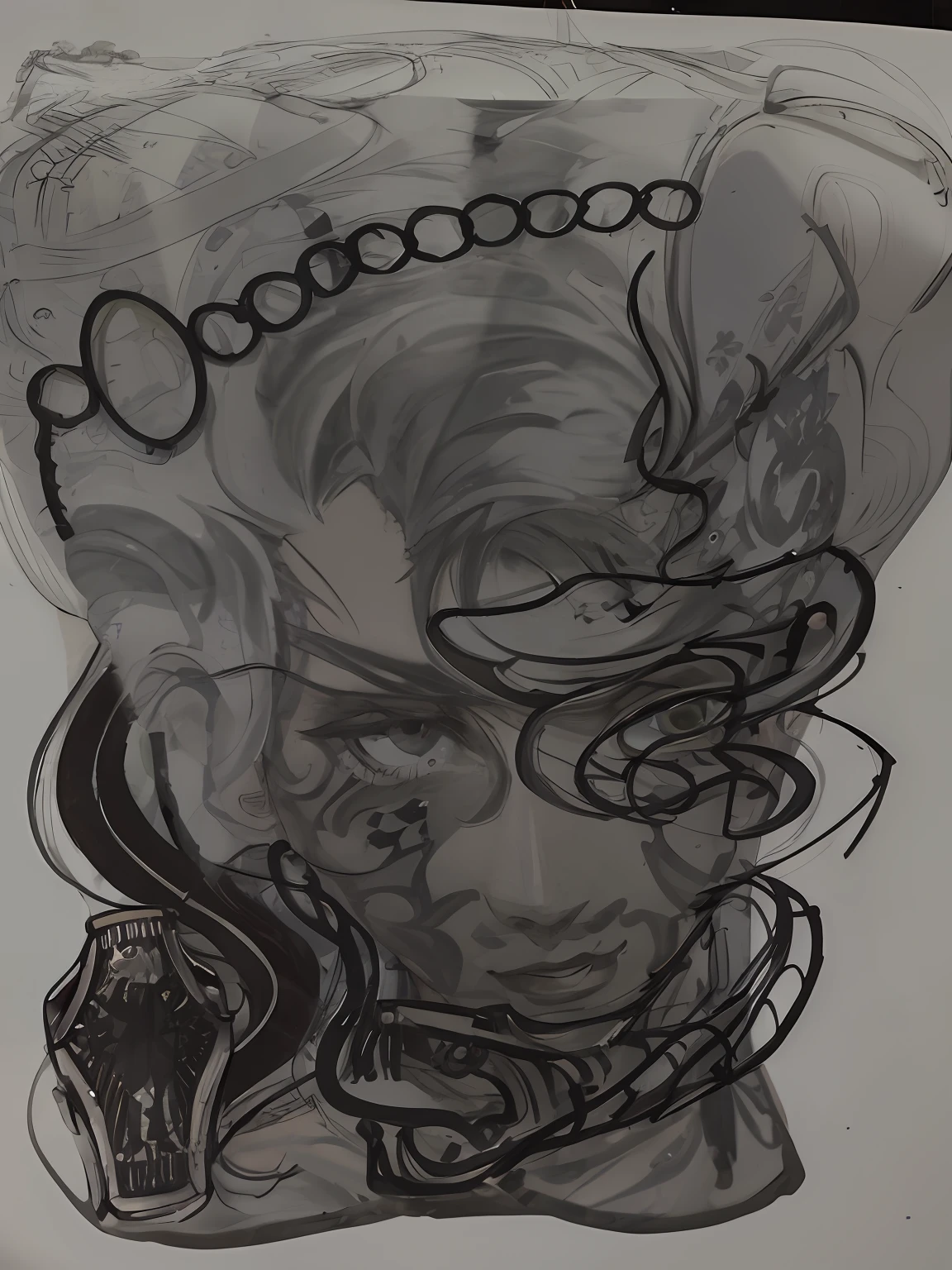 tattooed,cover,Old tradition,Medusa,colourised。 --auto