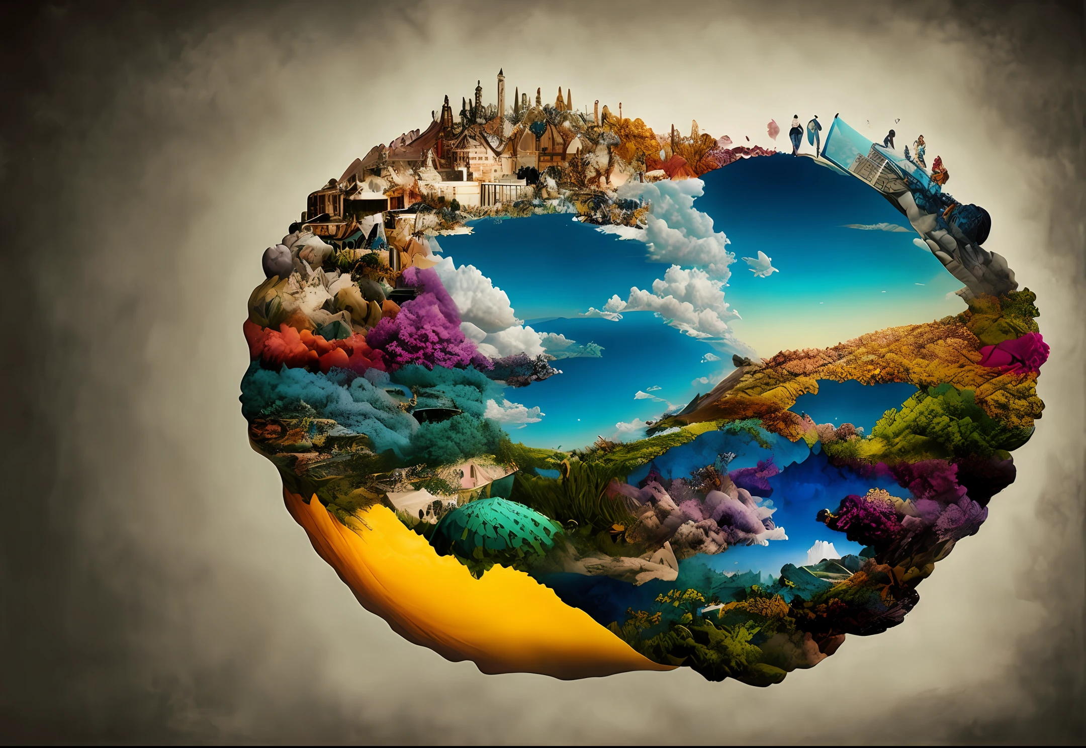 Prompt: Art from above, highly detailed, rich colors, surrealism photography --ar 7:5 --c 20 50 --v 5.2 (This prompt is a lot of fun) --s 2