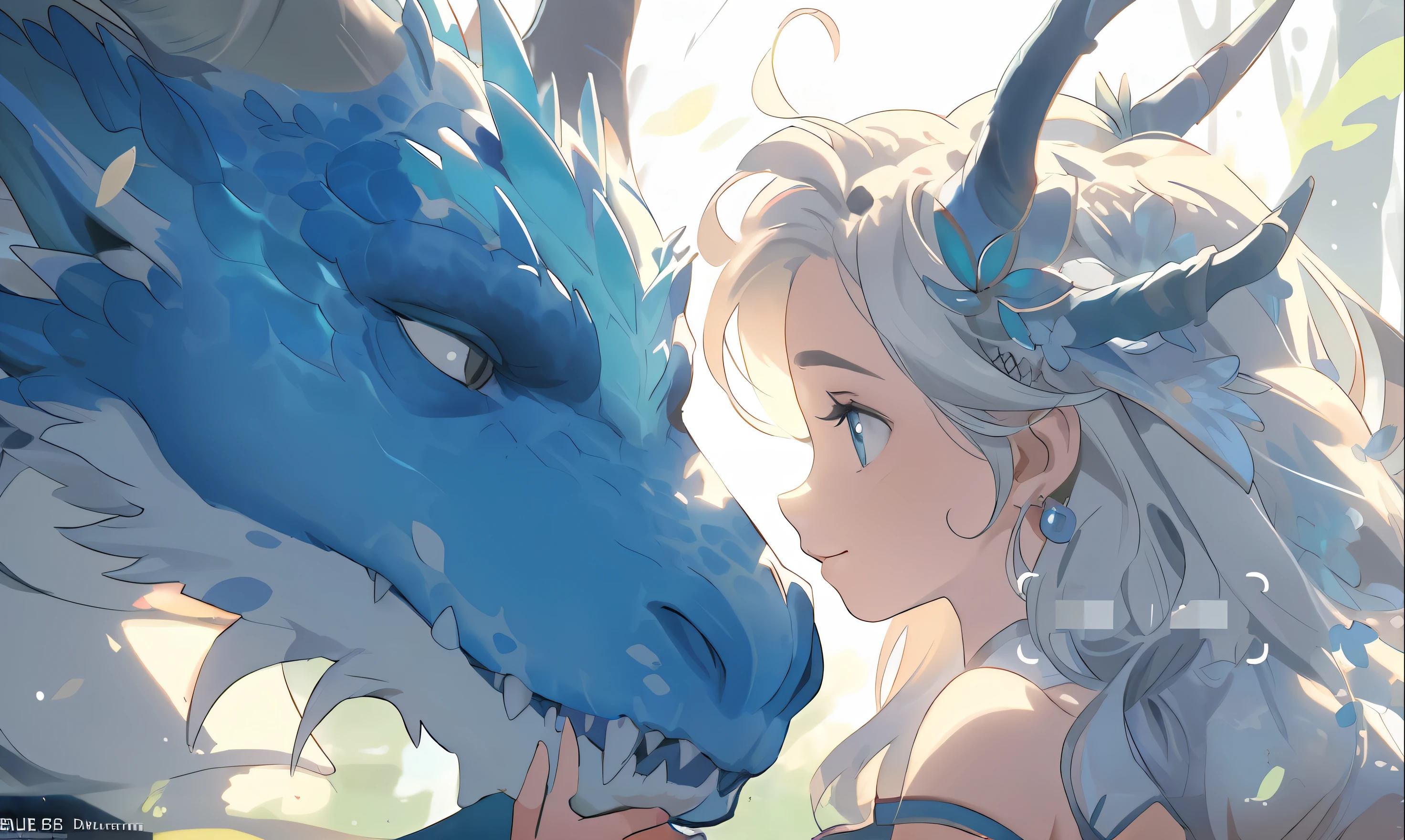 anime girl with blue dragon head and white dress, Artgerm and Atey Ghailan, anime fantasy illustration, Detailed digital anime art, trending on cgstation, Fantasy art style, trending on artstation pixiv, Dragon Girl, the dragon girl portrait, Guwiz, guviz style artwork, Extremely detailed Artgerm, anime in fantasy style