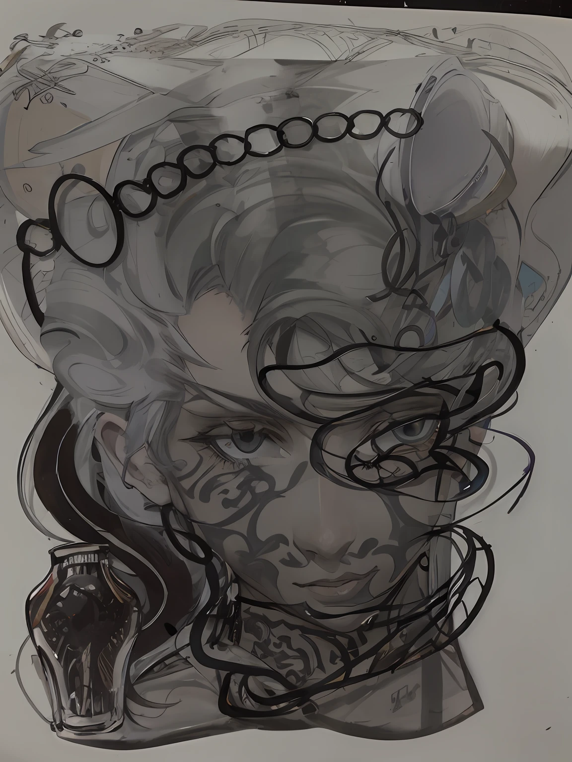 tattooed,cover,Old tradition,Medusa,colourised。 --auto