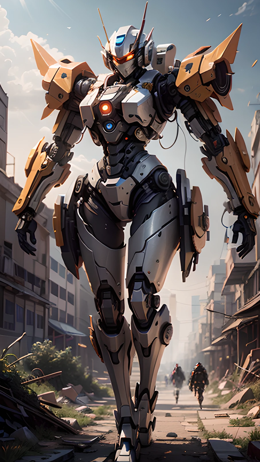 ((Best Quality)), (Masterpiece)), (Very Detail:1.3), 3D, Shitsumeka, Beautiful Cyberpunk Woman Equipped with Pink Mecha in Ruins of Forgotten War City, Ancient Technology, HDR (High Dynamic Range), Ray Tracing, NVIDIA RTX, Super Resolution, Unreal 5, Subsurface Scattering, PBR Textures, Post-Processing, Anisotropic Filtering, depth of field, maximum sharpness and sharpness, multi-layer textures, albedo and highlight maps, surface shading, accurate simulation of light-material interactions, perfect proportions, octane rendering, duotone lighting, low ISO, white balance, rule of thirds, wide aperture, 8K RAW, efficient subpixel, subpixel convolution, Luminescent particles, light scattering, Tyndall effect