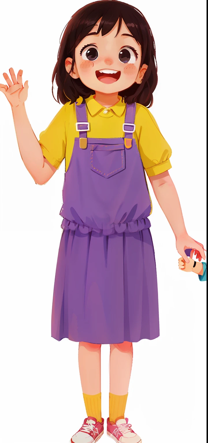 1girl, solo, young girl, happy expression, full body, illustration
