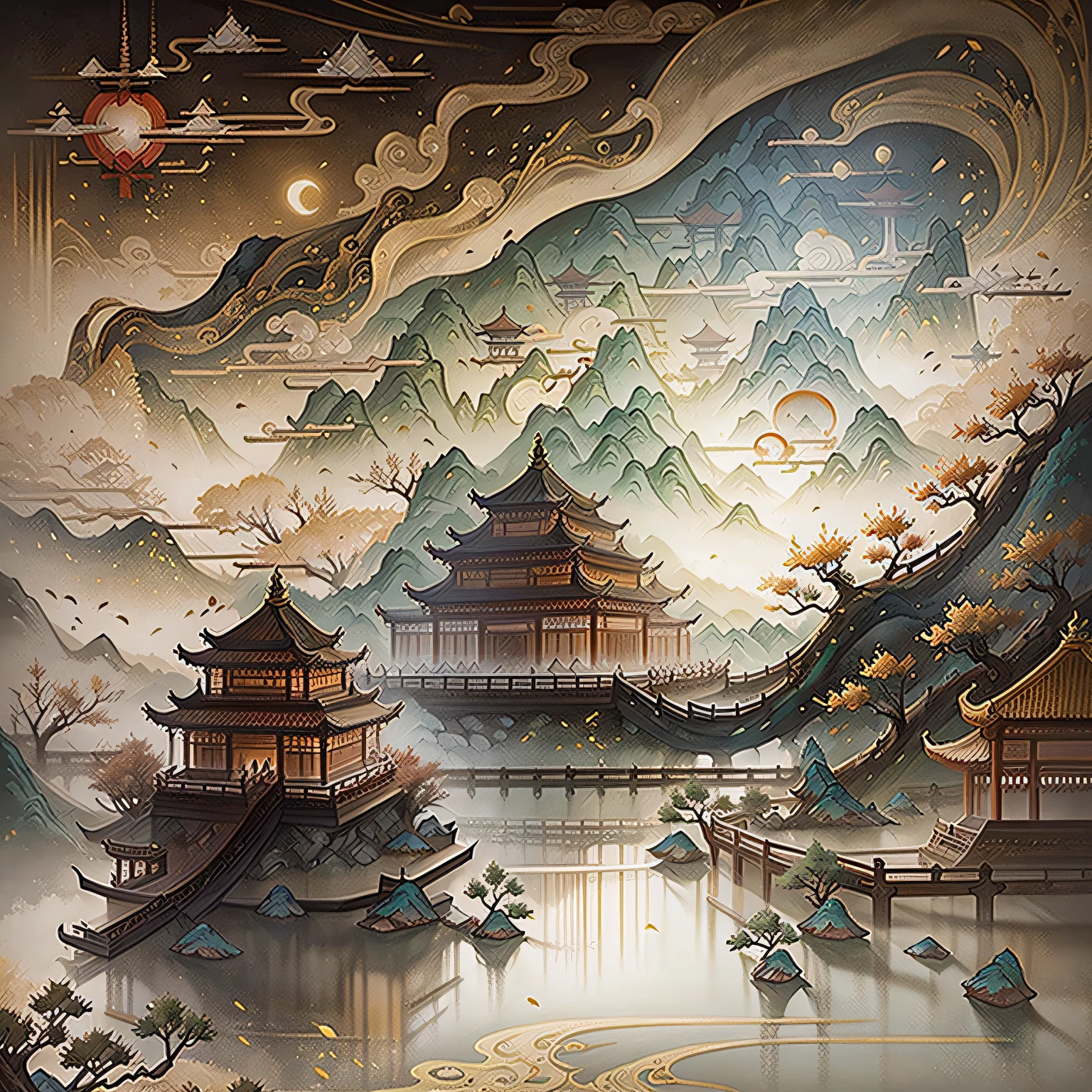 Guochao landscape golden hook line --auto