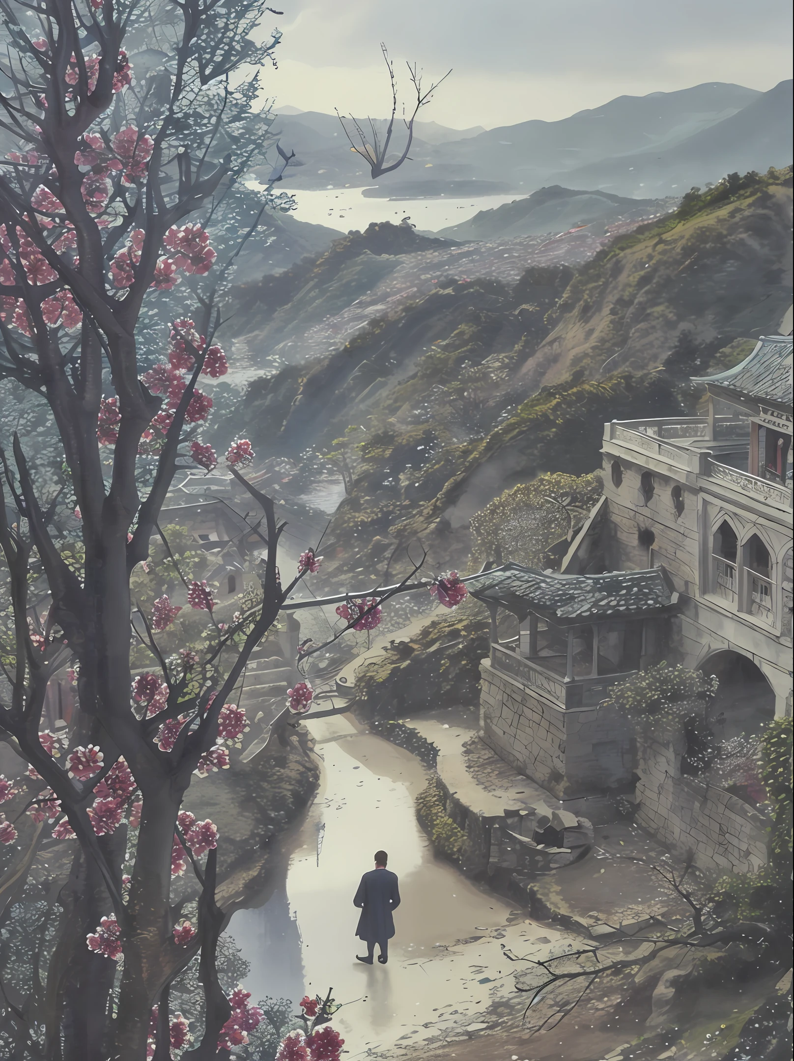 In a mysterious world，It's just me，SENSE OF CINEMA，Huayu Bay，blooms，The tree，citadel，a flying dragon