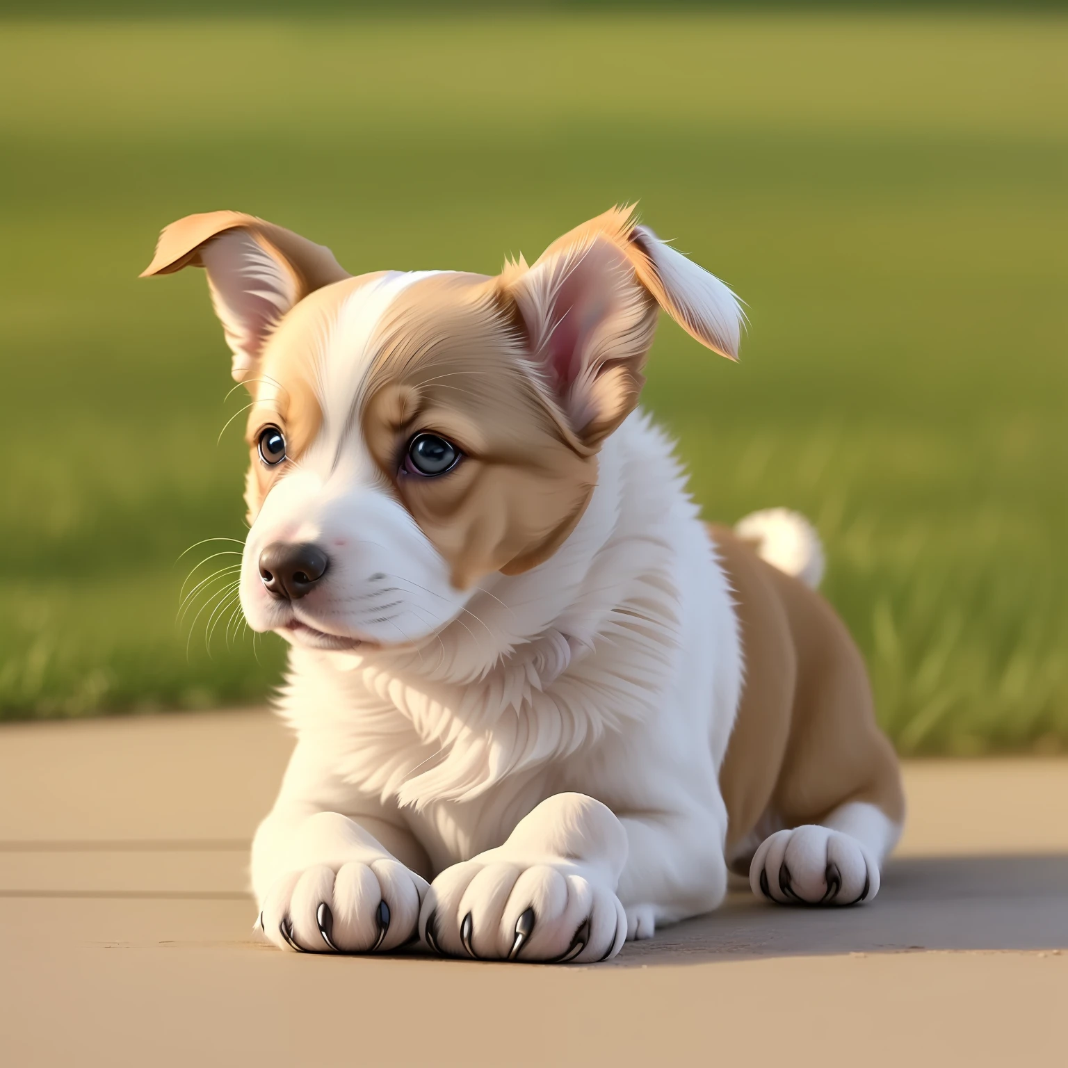 Highest image quality,Ultra HDR,杰作,Beautiful CG,A cute white puppy,Off-white hairs,Cute dog,Round body,Lovely eyes,Smile with,Chubby body,,Small short legs,Cute and cute,Run,Super big eyes,cuteface,shaggy --auto