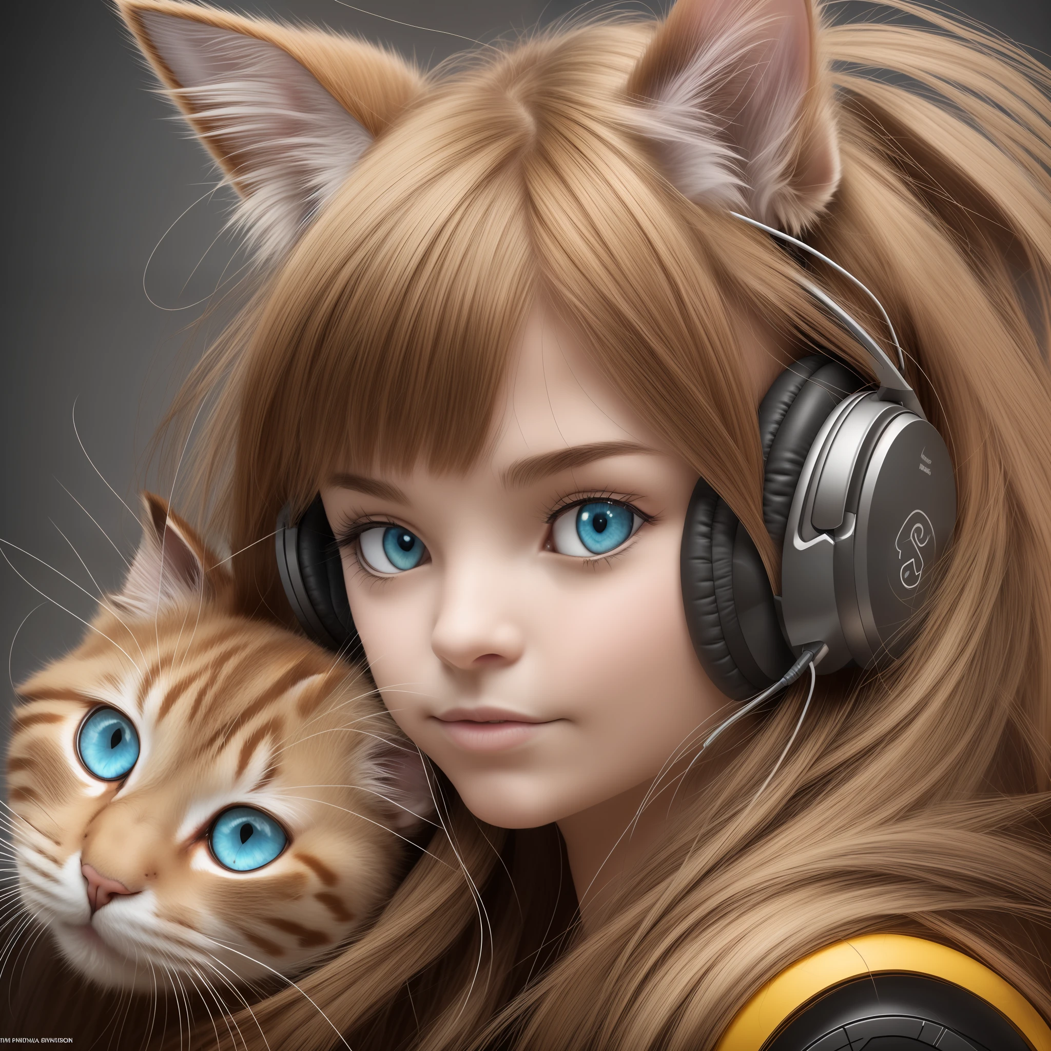 Kittens,Mechanical wind,head phone,staring,Headshot,
