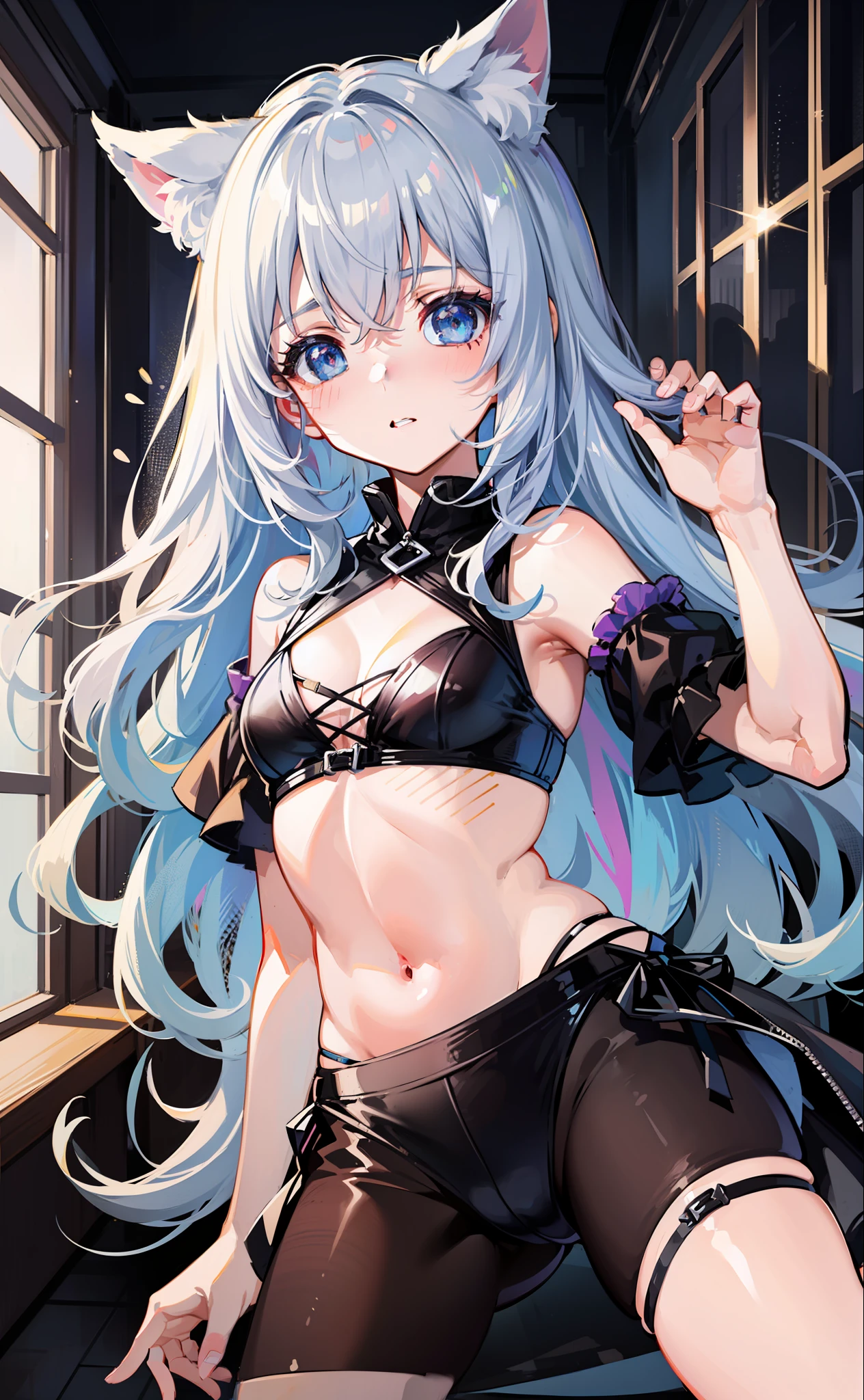 beste Quality、ultra precision、Onegirl、a Cute 、cat ear、childish、boyish、Cool、Tsundere、Beautiful eyes、Blue Eye、silver-hair、The little girly、Smooth hair、bikinis、blushes