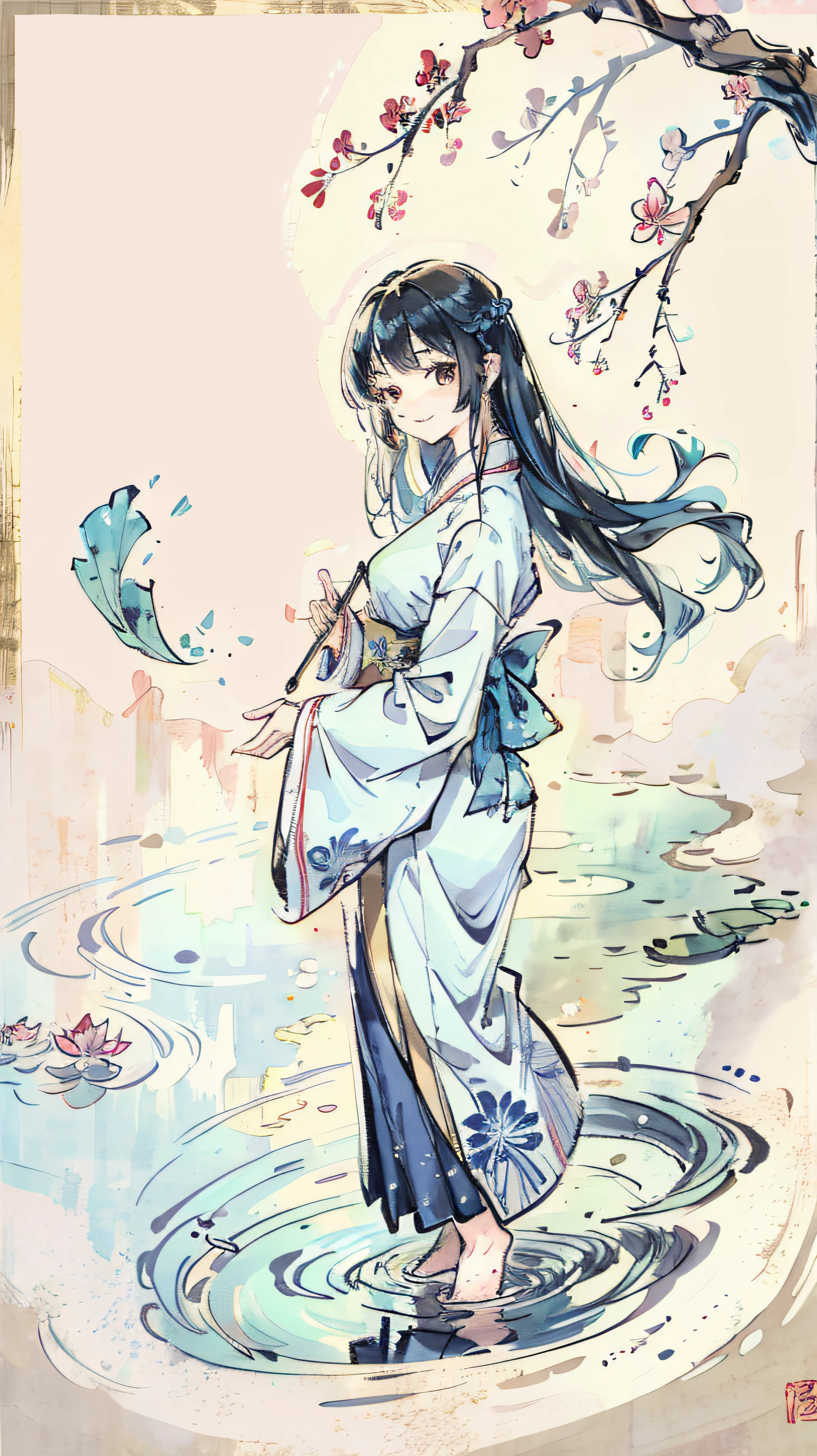 ink draw,dark haired,long haired,Straight hair,dished hair,Shawl hair,asiatic,Hanfu,lingeries,Bikini Big breast,Expressionlessly,Frigid style,high qulity,anatomicaly correct