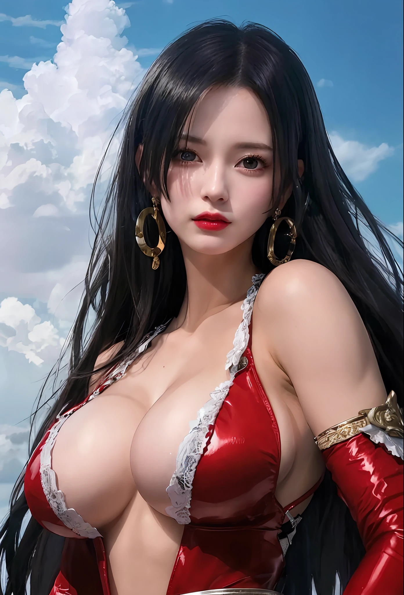 a woman in a red outfit with a sword and a sword, seductive tifa lockhart portrait, tifa lockhart, tifa lockheart, beautiful alluring anime woman, seductive anime girl, tifa, tifa lockhart portrait, portrait of tifa lockhart, nico robin, beautiful anime woman, glamorous tifa lockheart, rin tohsaka, anime woman