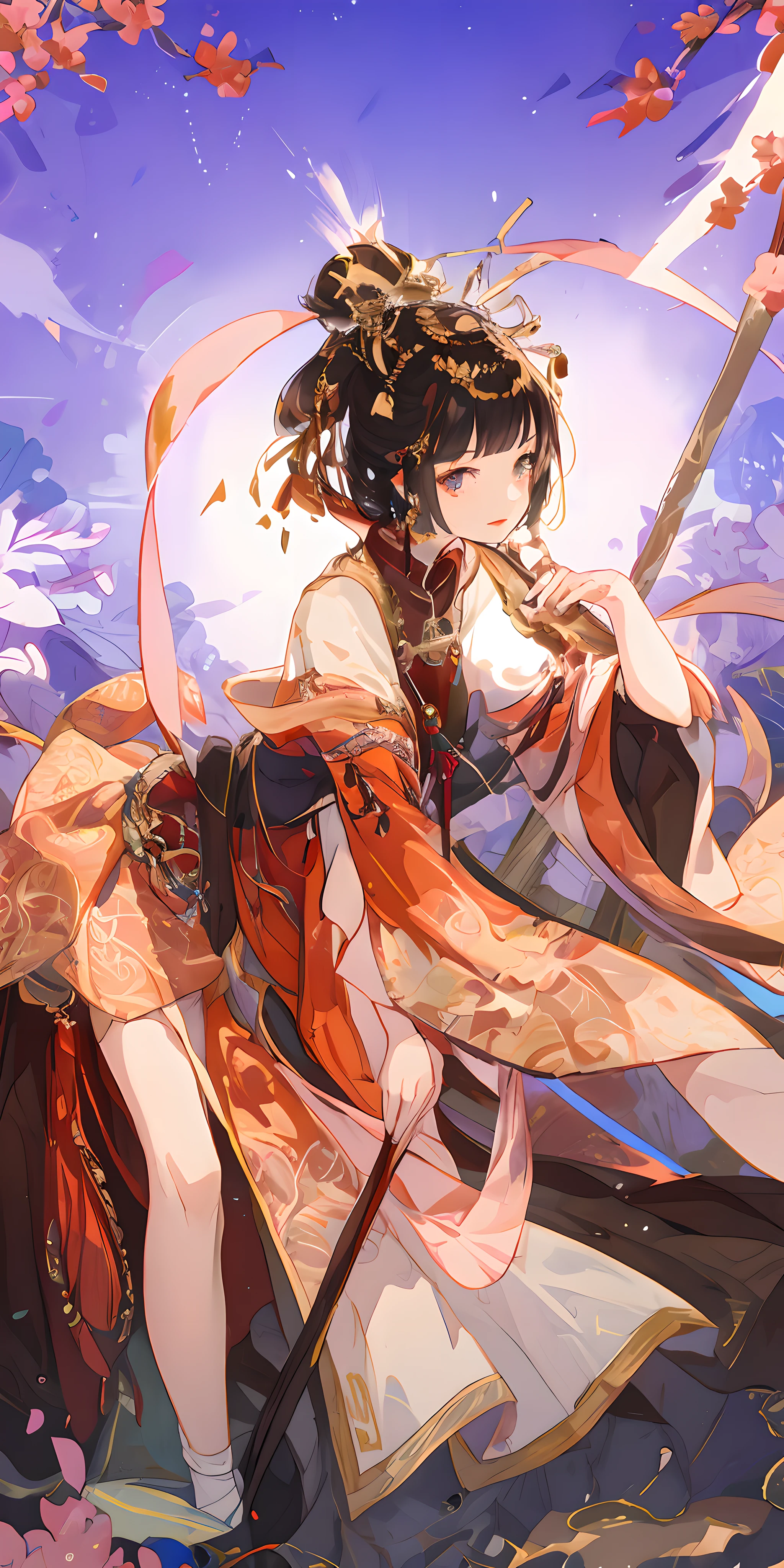 exquisite facial features,Nice face,best qualitiy,杰作,Ultra detailded,Maple leaves fall,starlight embellishment,Golden hairpin,Gold jewelry,Onegirl, Ancient Chinese clothing, a whole body, The sunlight, Clear face, Clean white background, 杰作, super detaill, Epic composition, Ultra HDR, high qulity, Extremely detailled, Art officiel, Uniform 8K wallpaper, super detaill, 32K