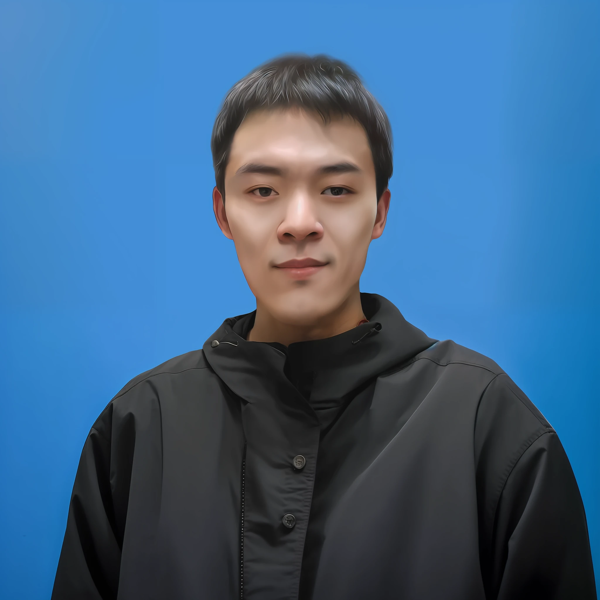 arafed man in black jacket posing for a picture against a blue background, zezhou chen, yihao ren, yanjun cheng, wei wang, steve zheng, wenjun lin, qichao wang, li zixin, ryan jia, peter xiao, jinyiwei, xiaofan zhang, yuxiang chen, ruan jian