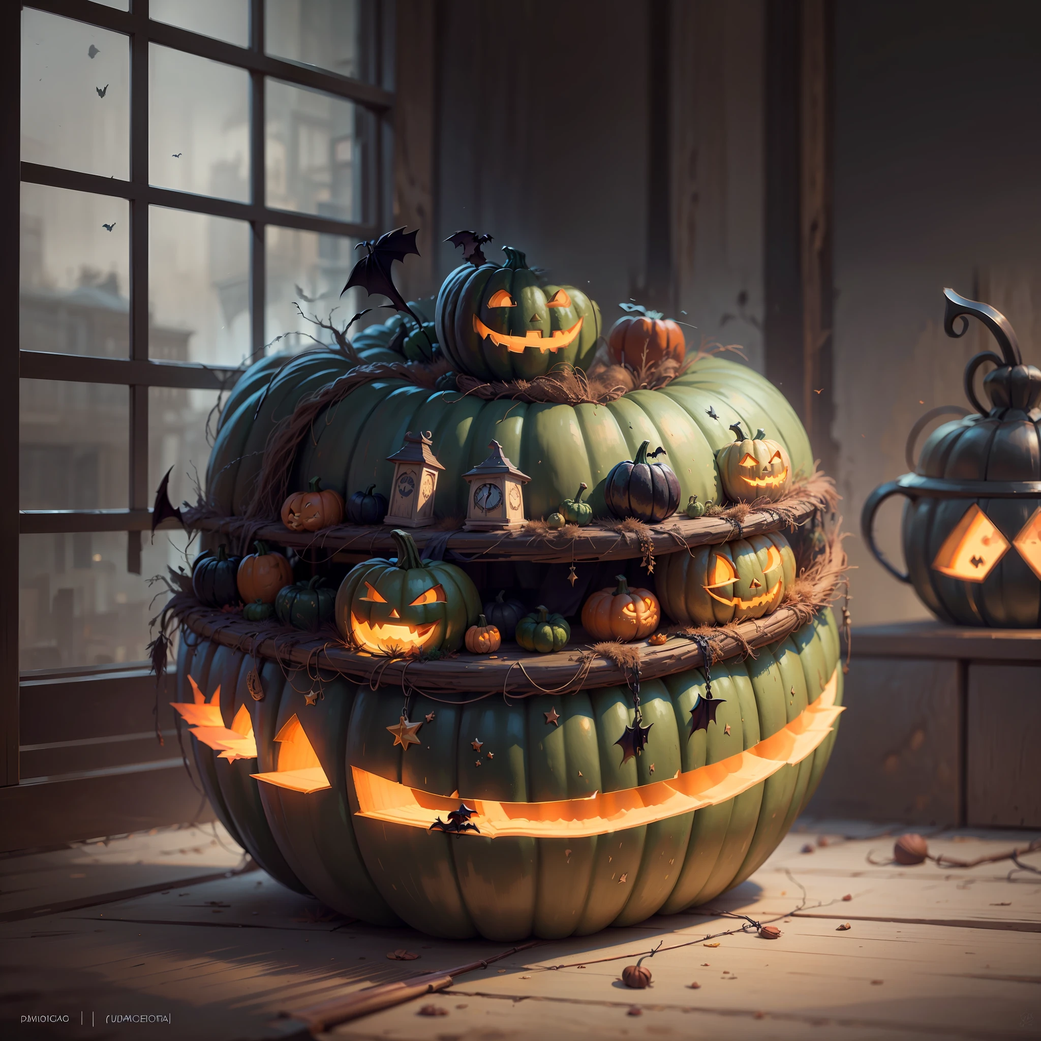 pumpkins，bats