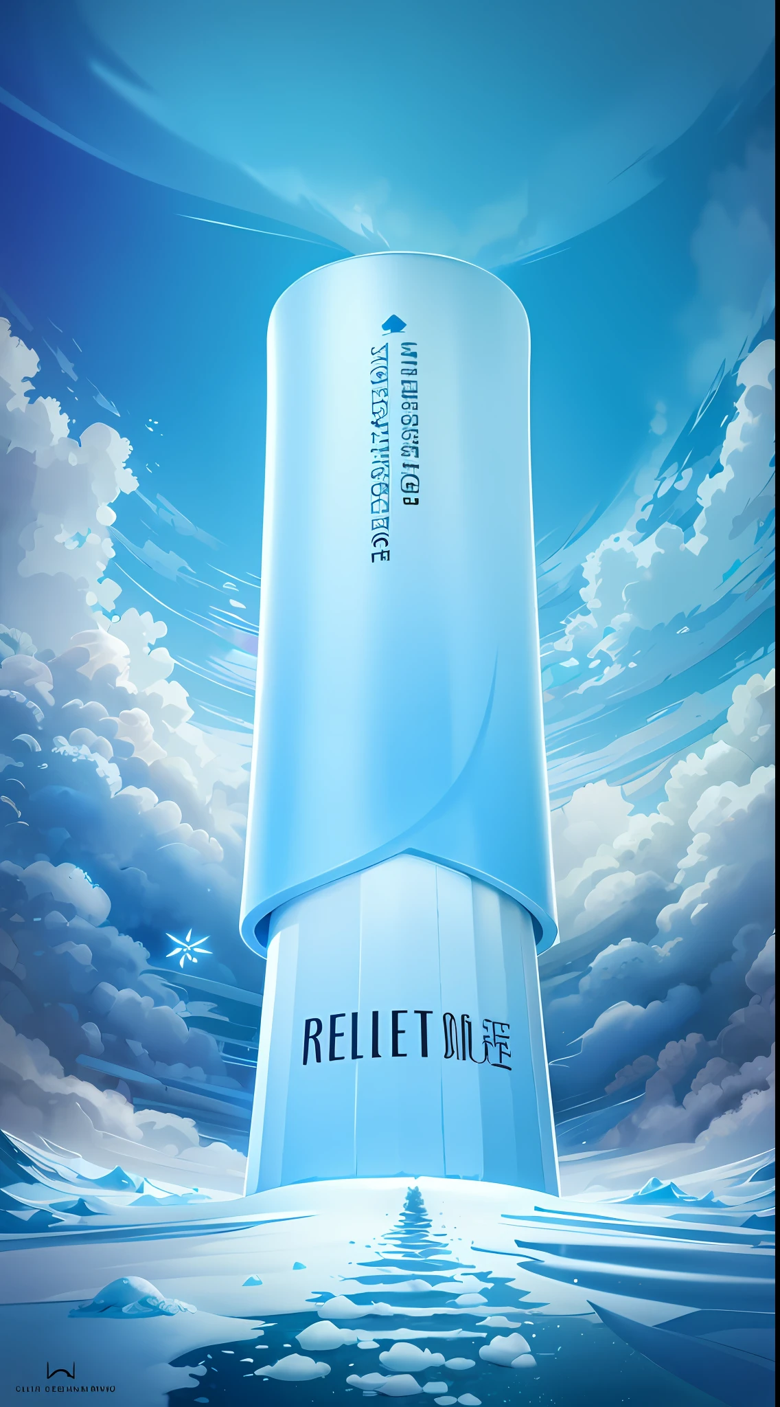 there is a picture of a water tower in the middle of the ocean, relistic, relief concept, lu ji, relief, close-up shots, lei min, volumettic light, photorelistic, author：Qu Leilei, mellow sky blue lighting, Chiba Yuda, hong lei, in kimono