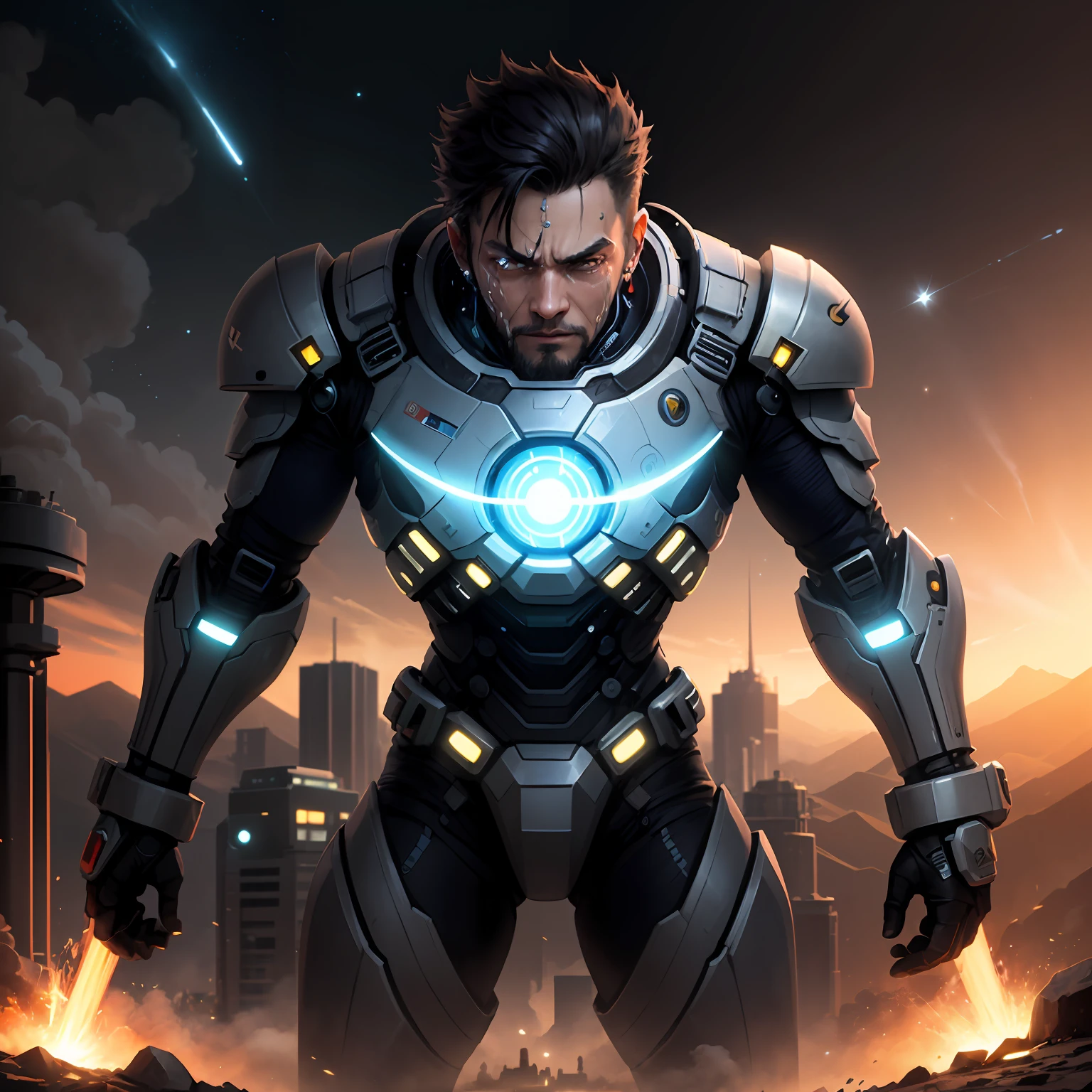 Starfall Guardians,Formerly known as Alta,He comes from a distant planet with highly developed technology。On his planet,He is a distinguished scientist,Specializes in how to harness the power of Starfall and the combination of artificial intelligence。In one experiment,He tries to transfer his consciousness into an artificial intelligence robot powered by Starfall energy,However, there were accidents in the experiment,This led to a big explosion,His planet was destroyed。
Alta was the only one who survived,It was because he was equipped with a protective device that he developed himself,His consciousness was successfully transferred to the artificial intelligence robot,Became a Starfall Guardian。His new body is made of a special starfall alloy,This alloy absorbs and disperses most of the damage,Makes him a powerful tank。
In the shock wave of planetary destruction,He was catapulted to Earth,Decided to start his new life here。He saw the life of the people on Earth,See their laughter and tears,He felt a deep resonance。He decided,He wants to use his power,Protect this new home,Protect these vibrant and hopeful lives。
Although he lost his original planet,But he didn't feel sad,Instead, they are full of expectations for the future。He believes,As long as he is conscious,He can continue to protect his friends,Protect the team he's on。His goal:,Use his technology and the power of Starfall,Create a no war,A world without pain。 --auto