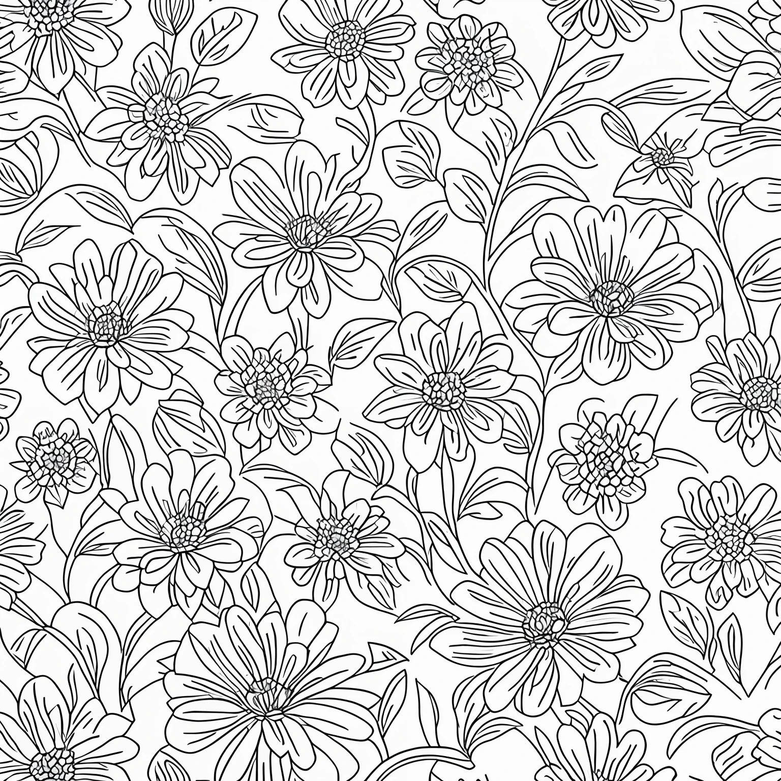 Vintage seamless pen traced print,minimalist flowers and foliage wallpaper risograph pattern white and neutral colors,greenish b
