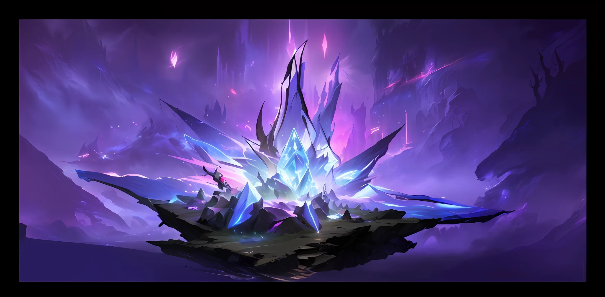There is a very large gemstone，There is a lot of blue and purple light, concept art magical highlight, Dota 2 concept art, League of Legends concept art, Riot Games concept art, luminescent concept art, arcane concept art, painted as a game concept art, spirit fantasy concept art, concept arts, archillect concept art, matte painting arcane dota pixar