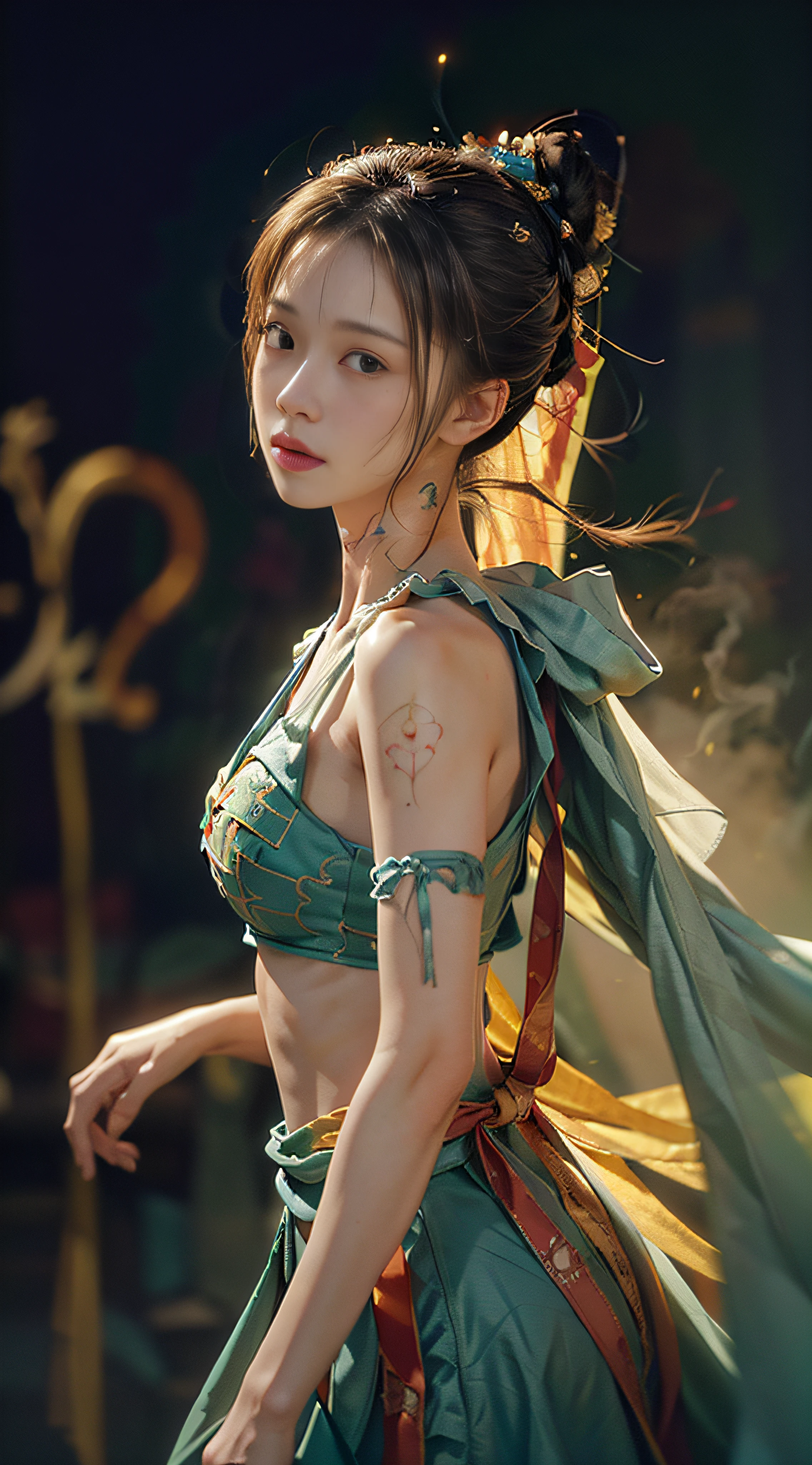 (RAW Photo, Best Quality), (Realistic, Photo Realistic: 1.3), Best Quality, Highly Detailed, Masterpiece, Hyperdetail, Illustration, (1girl: 1.3), Solo, Body Parts, Official Art, Unity 8K Wallpaper, Body Art, Gerhard Richter, Takatoto Yamamoto, Ashley Wood, Atmospheric, Ecstatic Notes, Flow Notes Visible