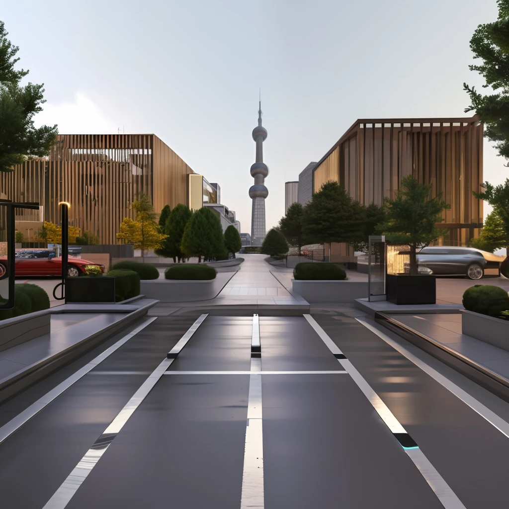 Urban streets in China,There are street lights、Seats and other products,HD rendering of D models,product render,Right-angled isometric view,high detailes,global lighting,Realistic lighting,unreal engine render,Substance 3D,Octane rendering,(hdr:1.3),Natural realism,逼真,photo realistic