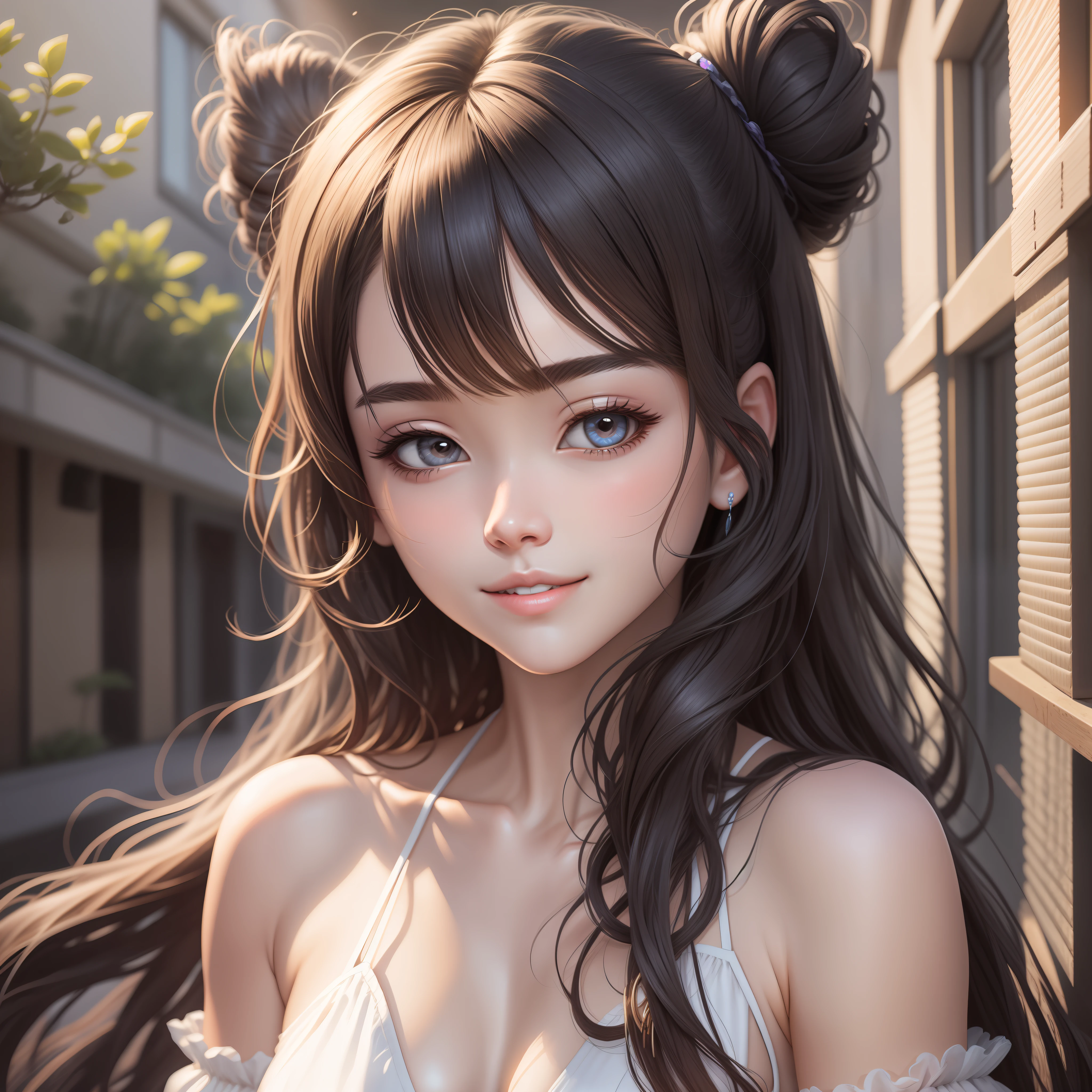 [digital bishojo  realistic illustration ][highly resolution ][hentai][pornstar][ full head  body snap][excellent details ][kawaii face][moe][lesbian ][teen  magazine model ][KPOP idle ][JPOP idle ][high school girl ][little nose][ thin eyebrows ][slanted eye ][cuty smiling ][permanent long hair] [topless dress][ bikini ][crystal shining eyes][coloring hair]