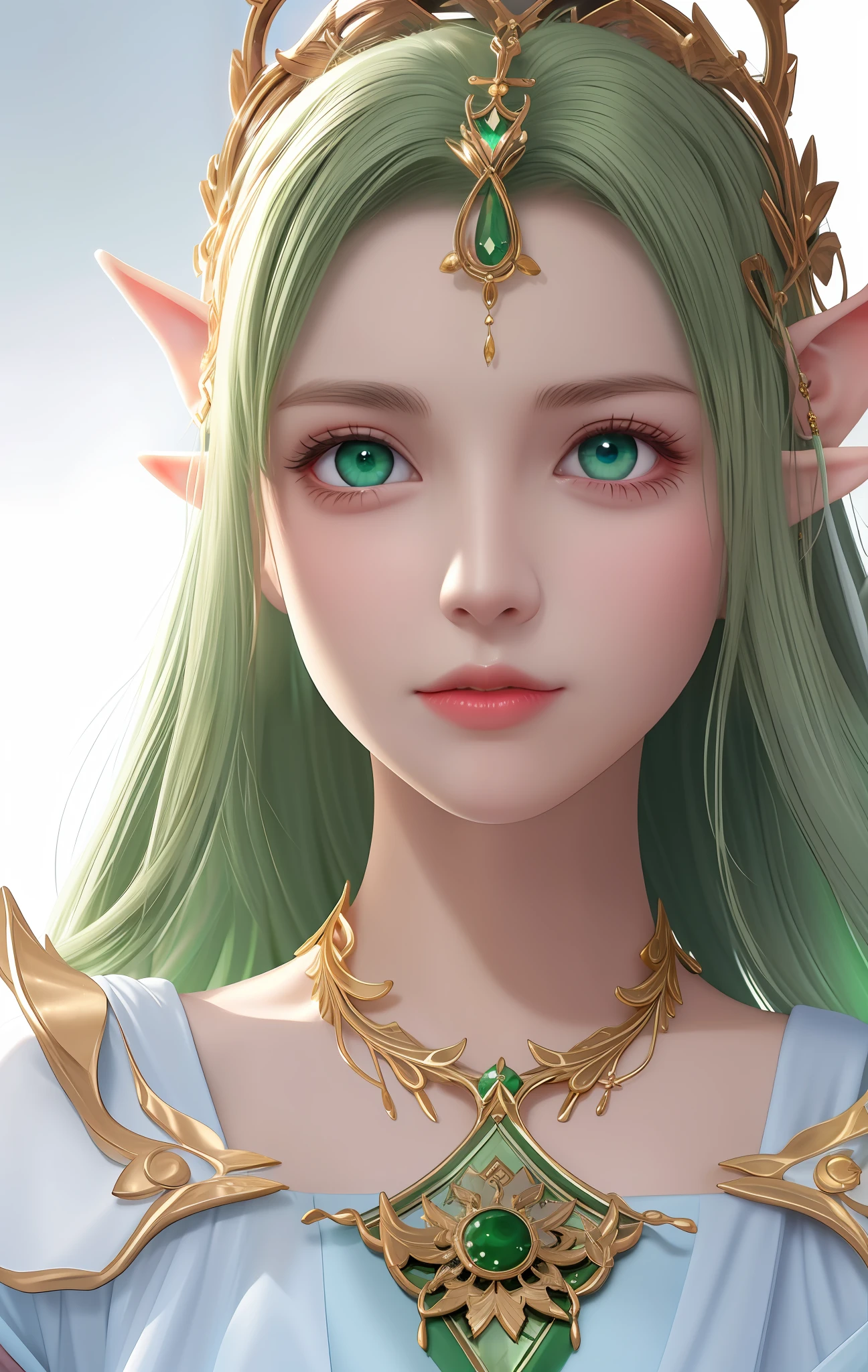 Green eyes,Arcane,bright,heal,an elf queen