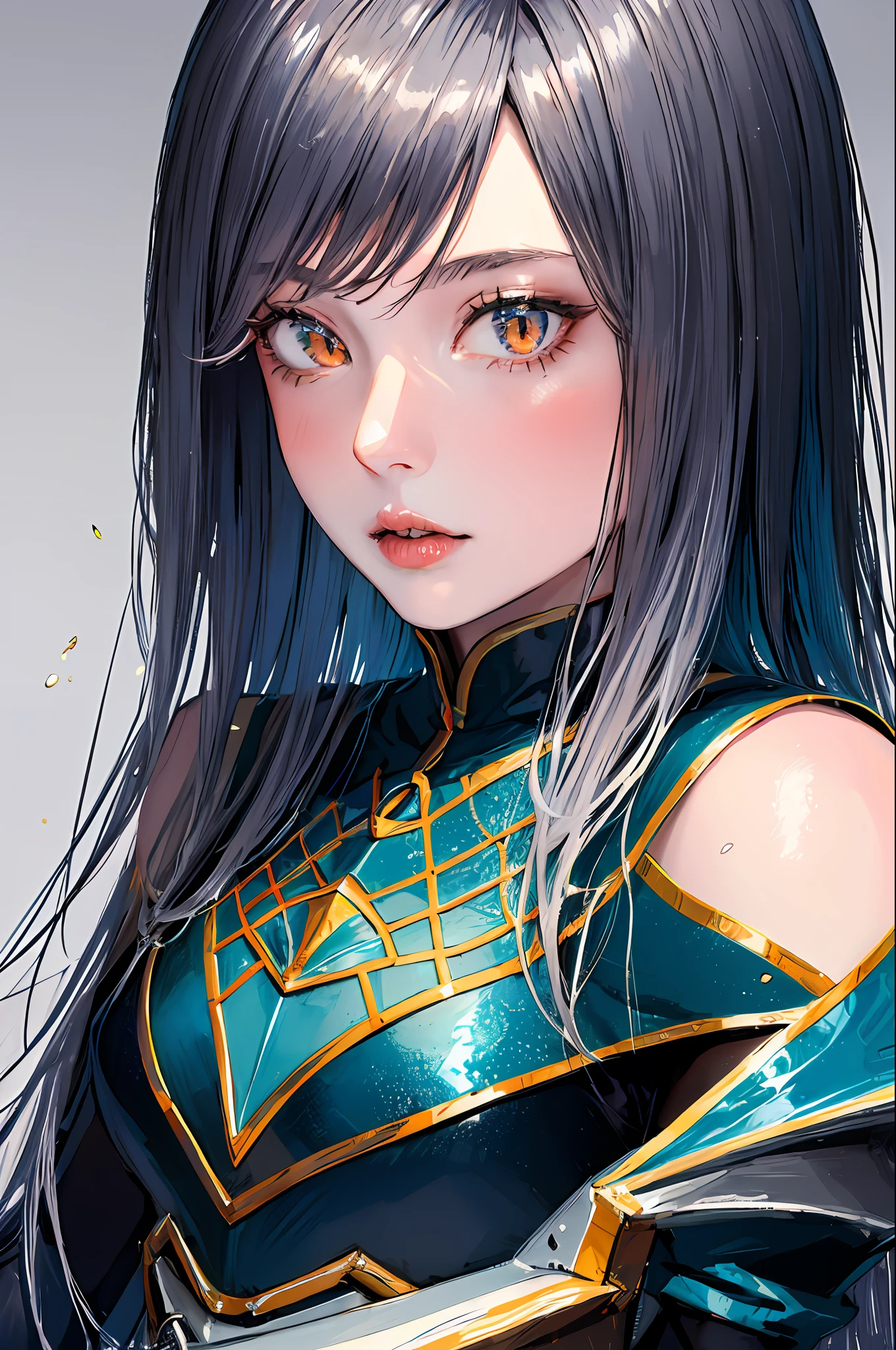 (masterpiece, top quality, best quality, official art, beautiful and aesthetic:1.2), cateyes,1girl, solo, armour, magic, light particles, upper body, extreme detailed, highest detailed, optical mixing, playful patterns, lively texture, unique visual effect