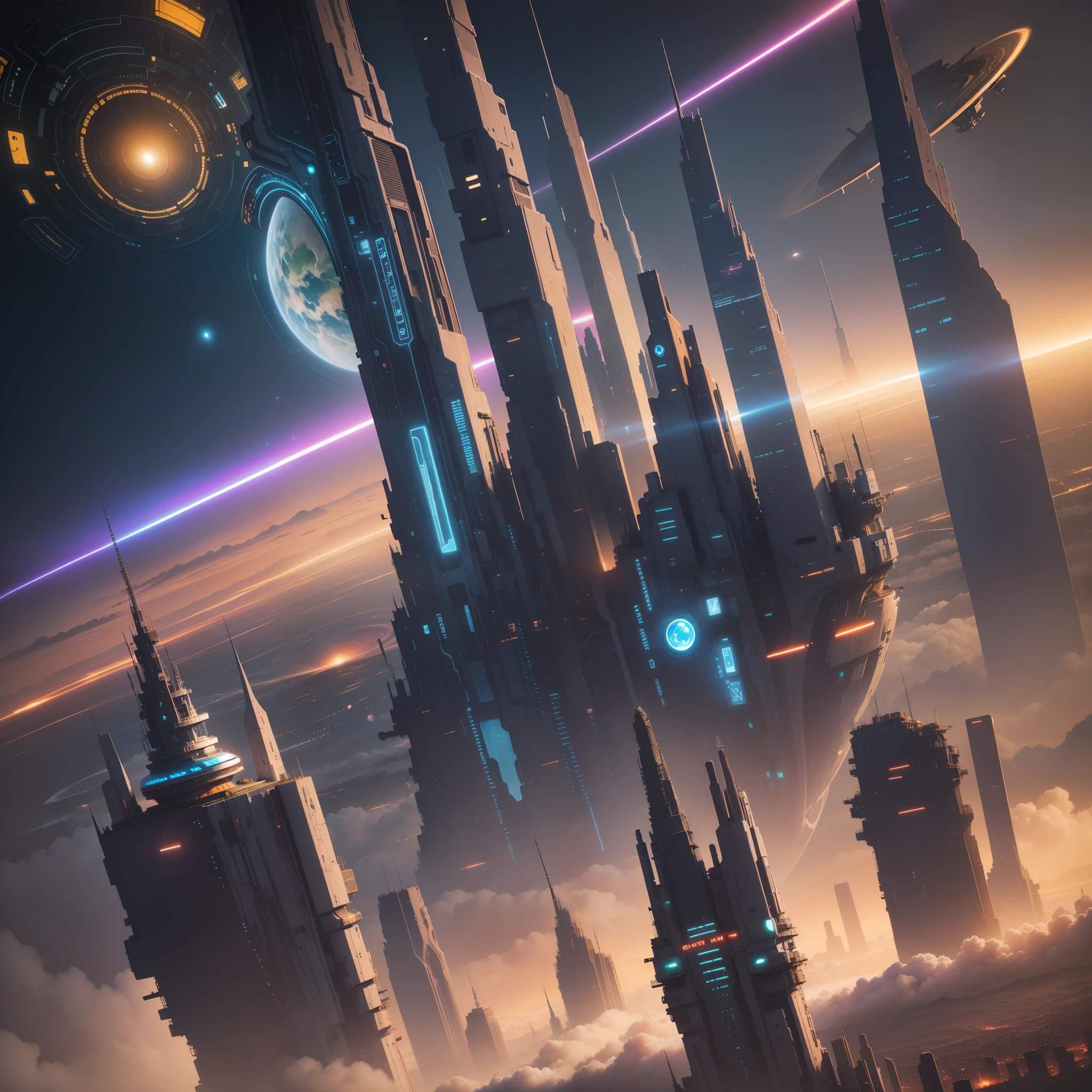 the planet cyber punk A futuristic world SF Top Quality dream masterspiece ultra-highres the universe A beautiful