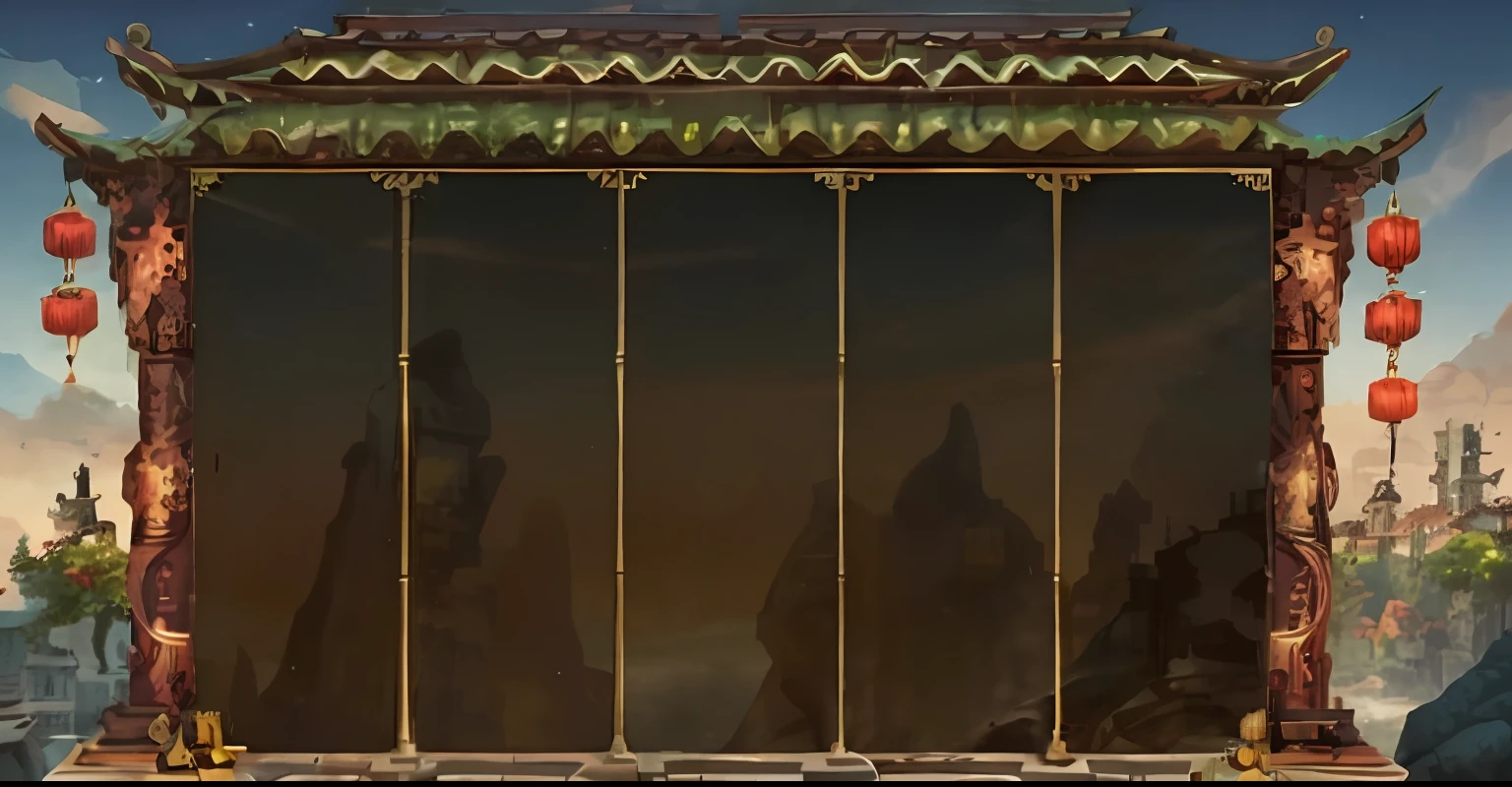 a screenshot of a chinese temple with a large screen, temple background, background depicting a temple, palace background, light kingdom backdrop, mysterious temple setting, zen temple background, 2d game background, 2d side scrolling game, ancient ruins background, 2 d game art background, 2 d game environment design, game background, coliseum backdrop, mobile game background, 3D Game Assets