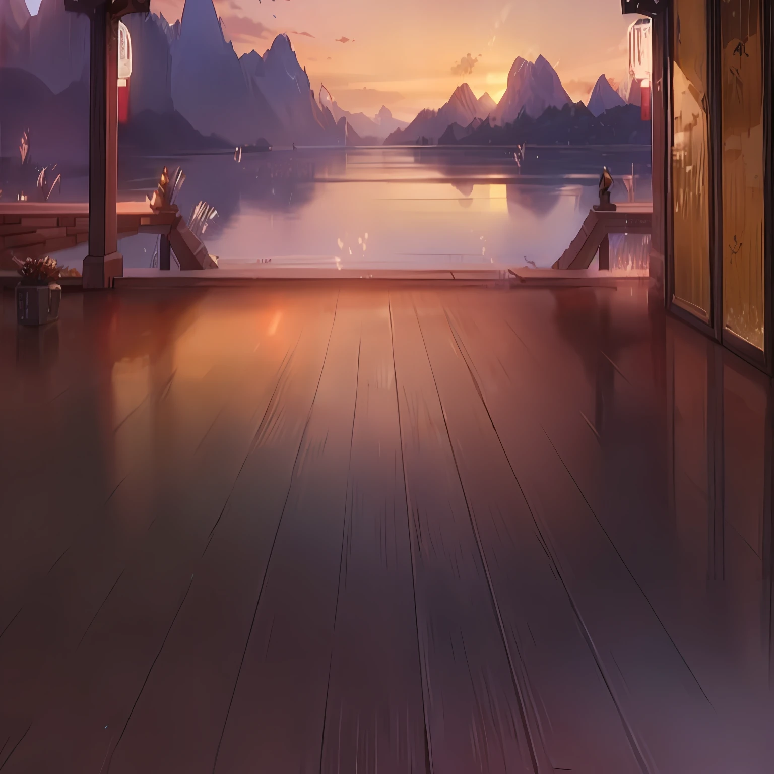 3D, Ultra high quality, Detail, UHD, a highres, CGI, VFX, SFX, FKAA, TXAA, RTX, SSAO, Shaders, OpenGL - Shaders, GLSL - Shaders, Post Processing, Post - Production, Cel Shading, Tone Mapping, CGI, VFX, SFX, Elegant dynamicRoom with water and mountains, game background, background art, background artwork, mobile game background, ballroom background, detailed scenery —width 672, anime background art, random background scene, gorgeous background, scenery artwork, beatiful backgrounds, beatiful backgrounds, magnificent background, dawn background, stylized background, Ross Tran. scenic background, anime background